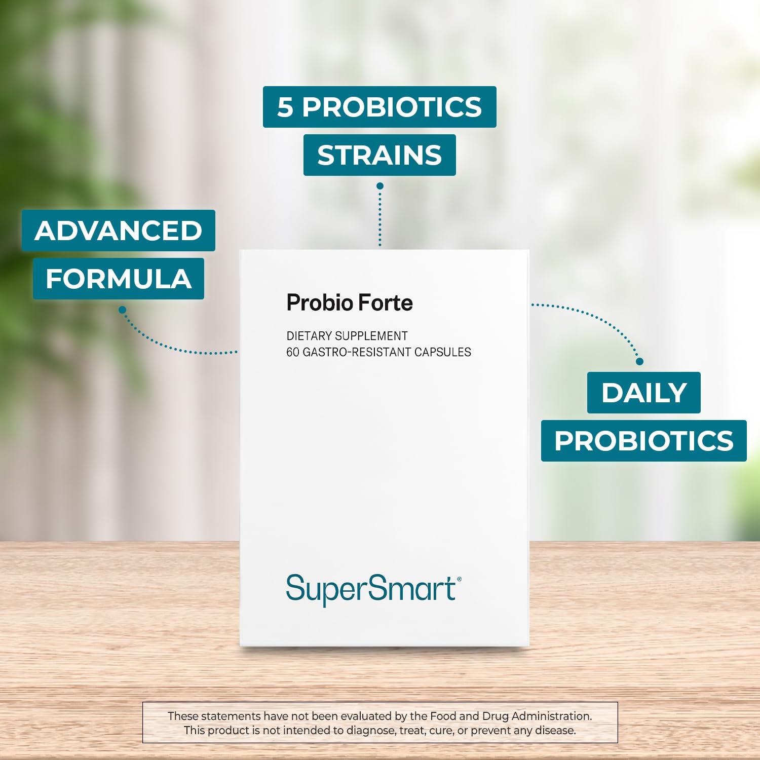 Supersmart - Probio Forte 8 Billion CFU per Capsule (Advanced Formula) - Daily Probiotics Supplement for Women & Men | Non-GMO & Gluten-Free - 60 DR Caps SupersmartAu supplements