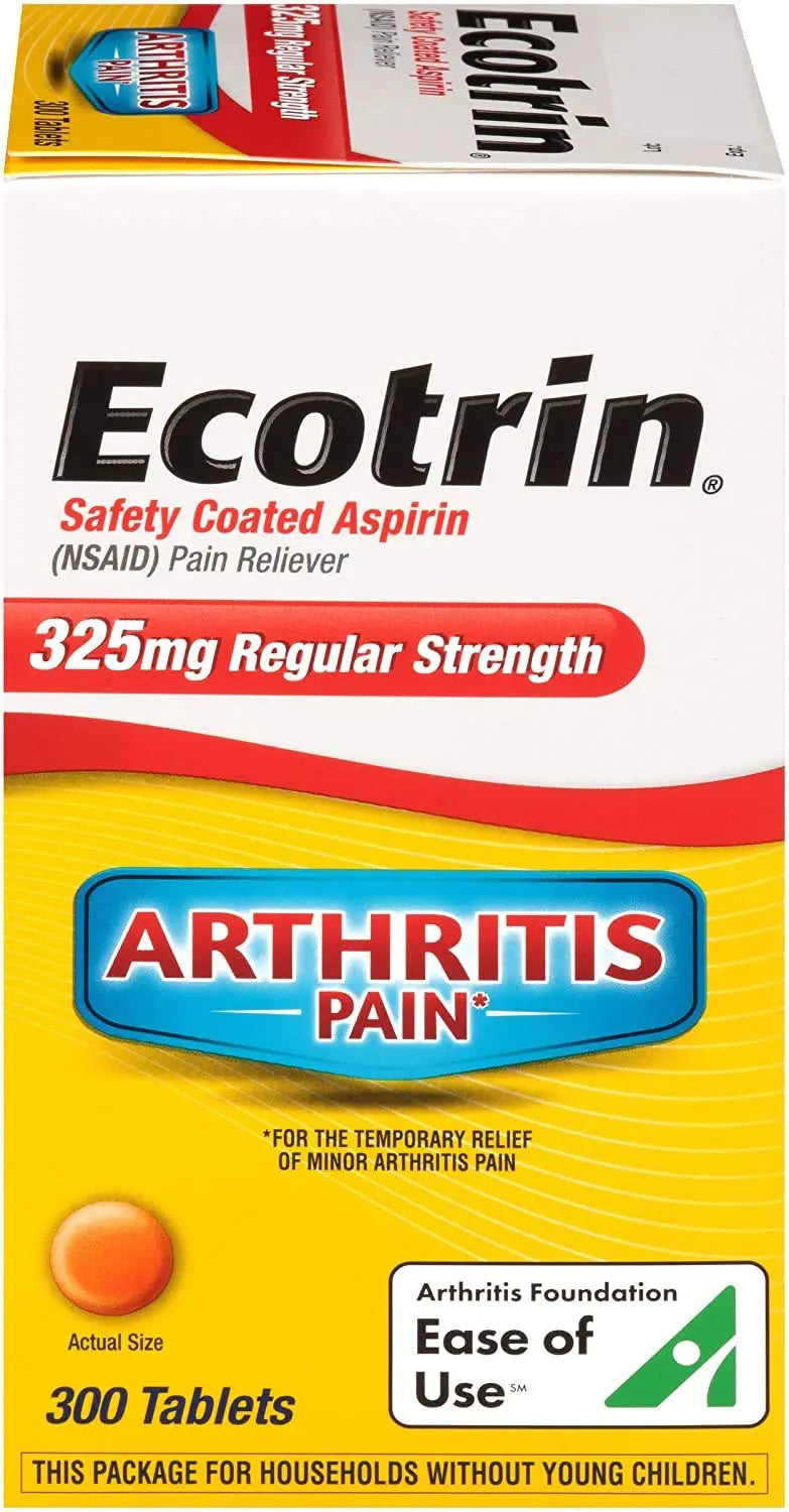 Ecotrin Regular Strength Safety Coated Aspirin | Arthritis Pain | 300 Tablets (2 Pack) EcotrinAu supplements