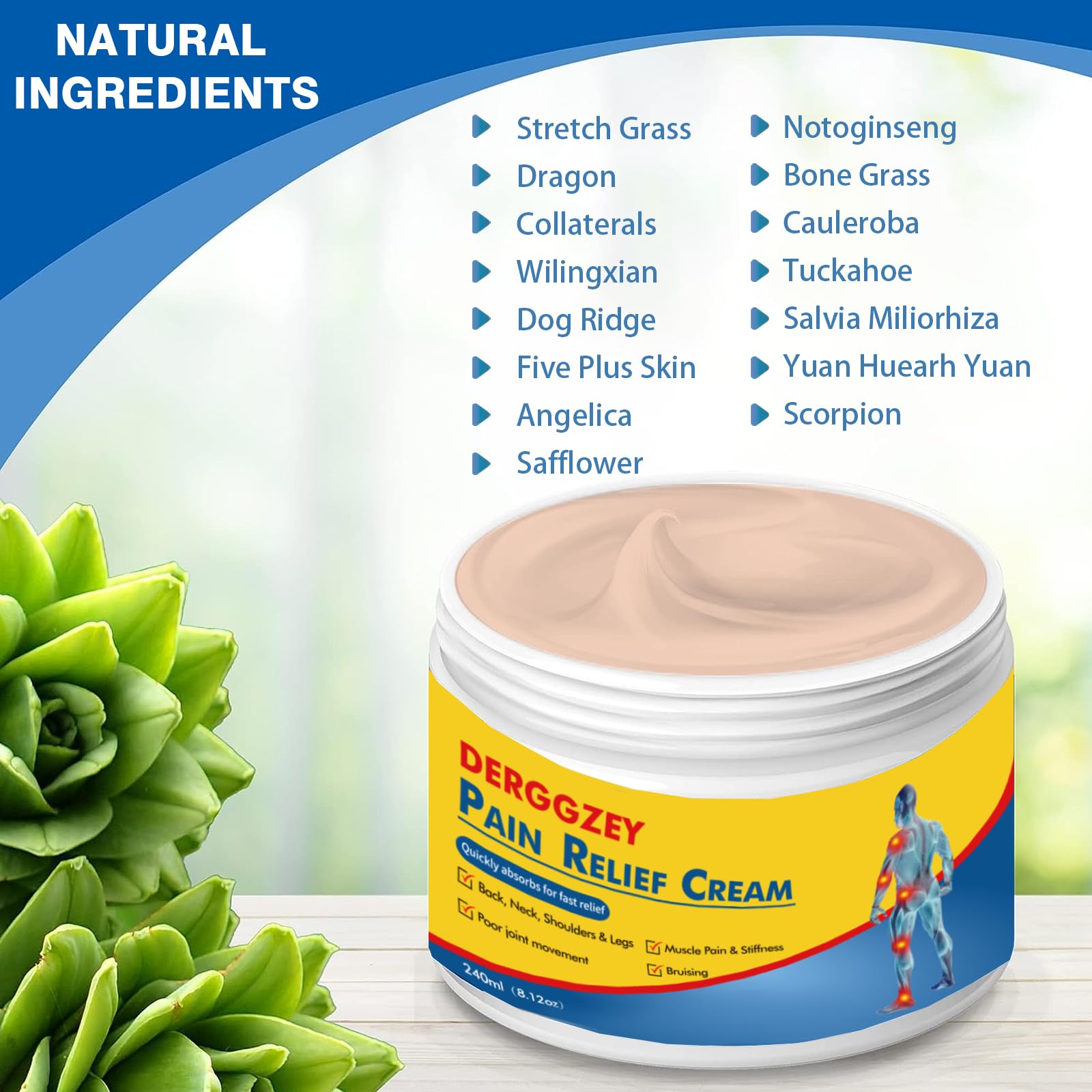 Derggzey Naturals Arthritis Pain Relief Cream 8 oz - Maximum Strength Deep Penetrating for Joint, Muscle, Knee, Back, Feet, Hand, Ankle - Effective Soothing DerggzeyAu supplements