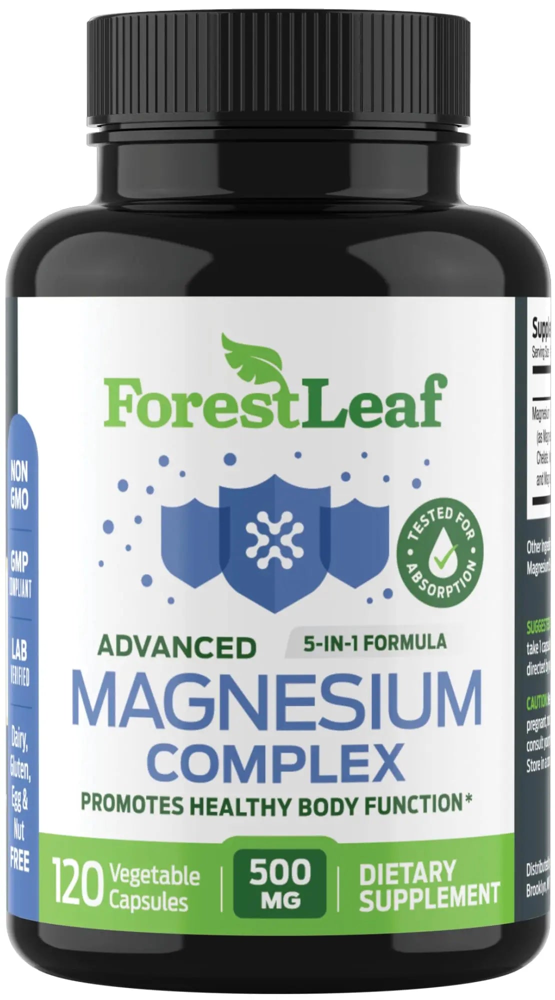 ForestLeaf Magnesium Complex for Women and Men - 500mg Magnesium Supplement for Sleep - 5-in-1 Chelated Magnesium Citrate, Bisglycinate, Malate, Taurate, Oxide (120 Ct) ForestLeafnz supplements