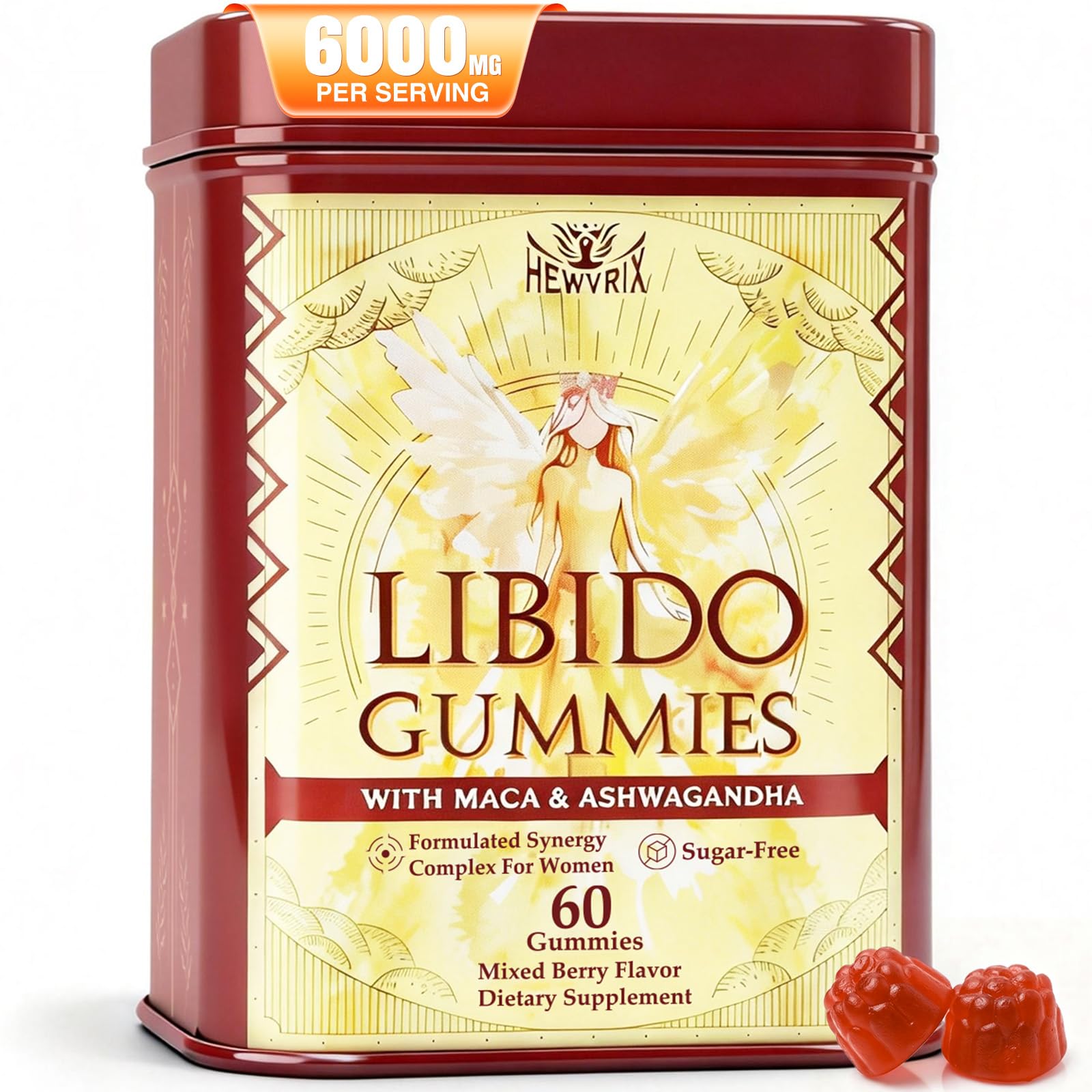 Libido Booster for Women with 1500mg Maca & 1000mg Ashwagandha, Vitamin D & B6, for Energy, Mood - Strongest Female Libido Booster + Hormone Balance for Women Cortisol Reducer | 0 Sugar, 60 Gummies HewvrixAu supplements