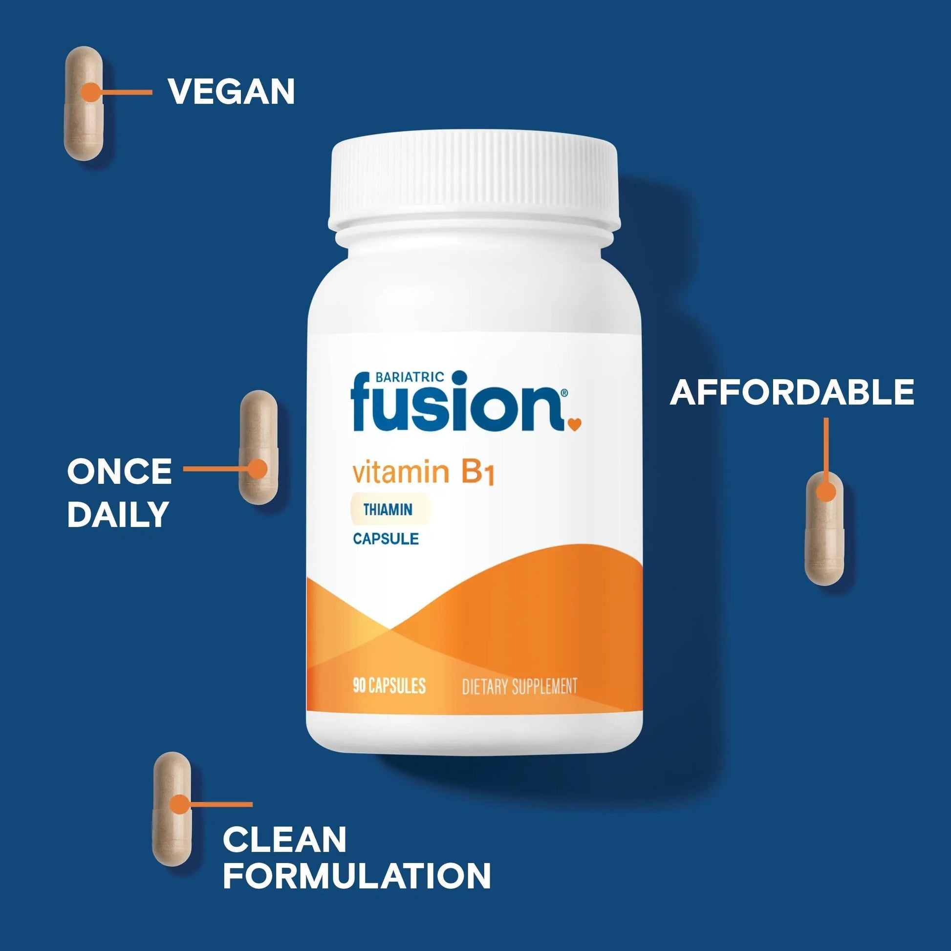 Bariatric Fusion Vitamin B1(Thiamine) for Bariatric Surgery Patients Including Gastric Bypass & Sleeve Gastrectomy, Easy to Swallow Capsule, 90 Count Bariatric FusionAu supplements