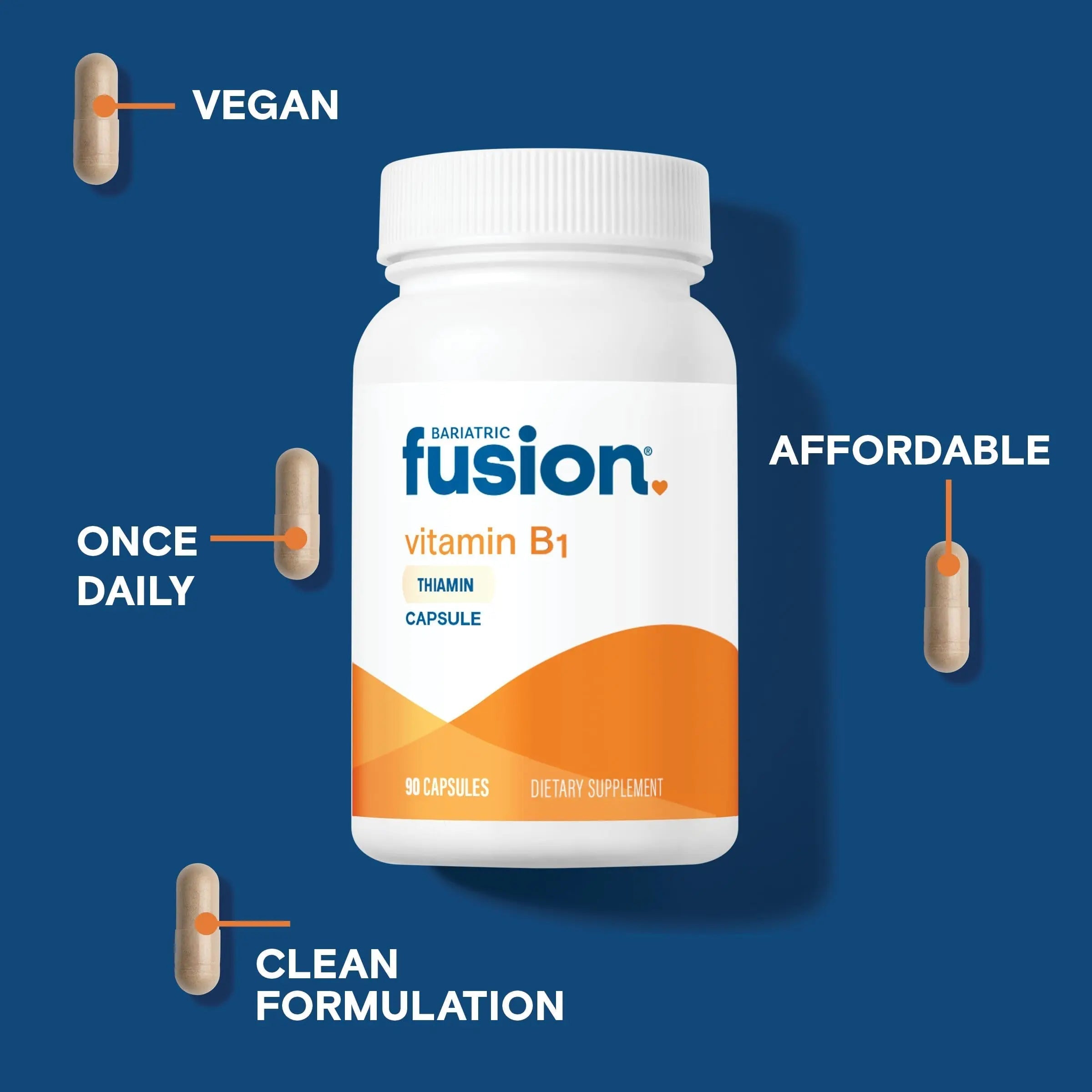 Bariatric Fusion Vitamin B1(Thiamine) for Bariatric Surgery Patients Including Gastric Bypass & Sleeve Gastrectomy, Easy to Swallow Capsule, 90 Count Bariatric FusionAu supplements