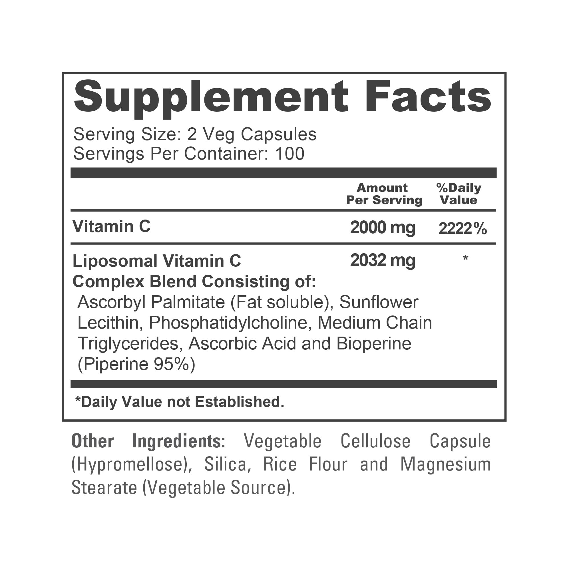 NusaPure Liposomal Vitamin C 2032mg - 200 Veggie Vegan Capsules, BioPerine - High Absorption Ascorbic Acid NusaPureAu supplements