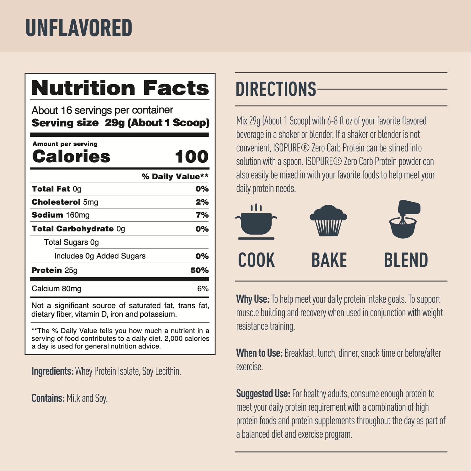 Isopure Unflavored Protein, Whey Isolate, 25g Protein, Zero Carb & Keto Friendly IsopureUS supplements