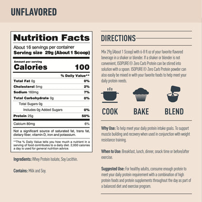 Isopure Unflavored Protein, Whey Isolate, 25g Protein, Zero Carb & Keto Friendly IsopureUS supplements