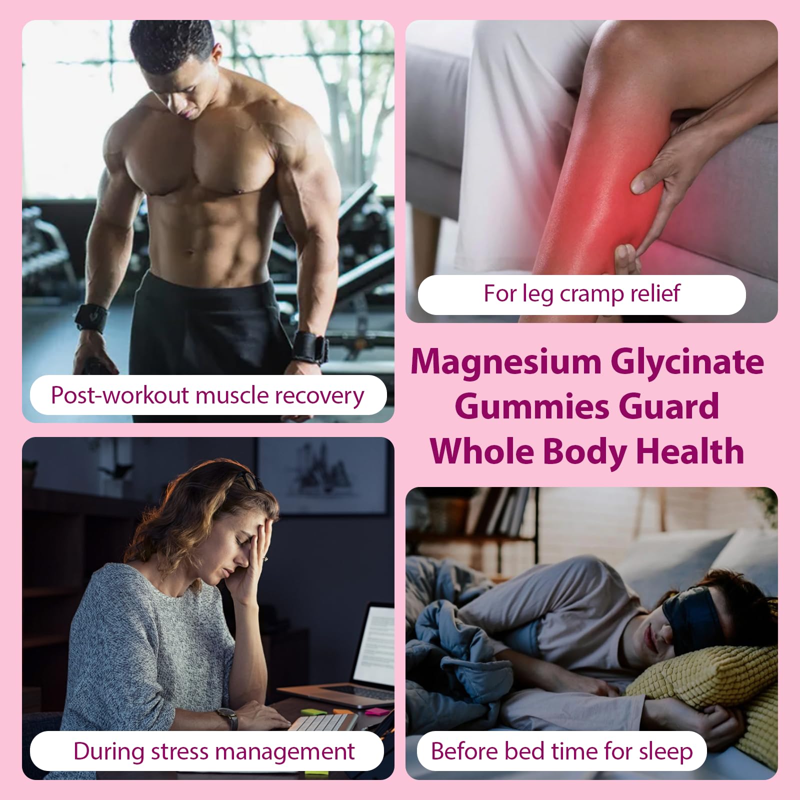 Magnesium Glycinate Gummies 400mg, Chewable Sugar Free Magnesium Supplement with Magnesium Glycinate, Magnesium Malate and Protein for Sleep, Relaxation, Brain & Muscle - Vegan (60 Count, Raspberry) FitfidoAu supplements
