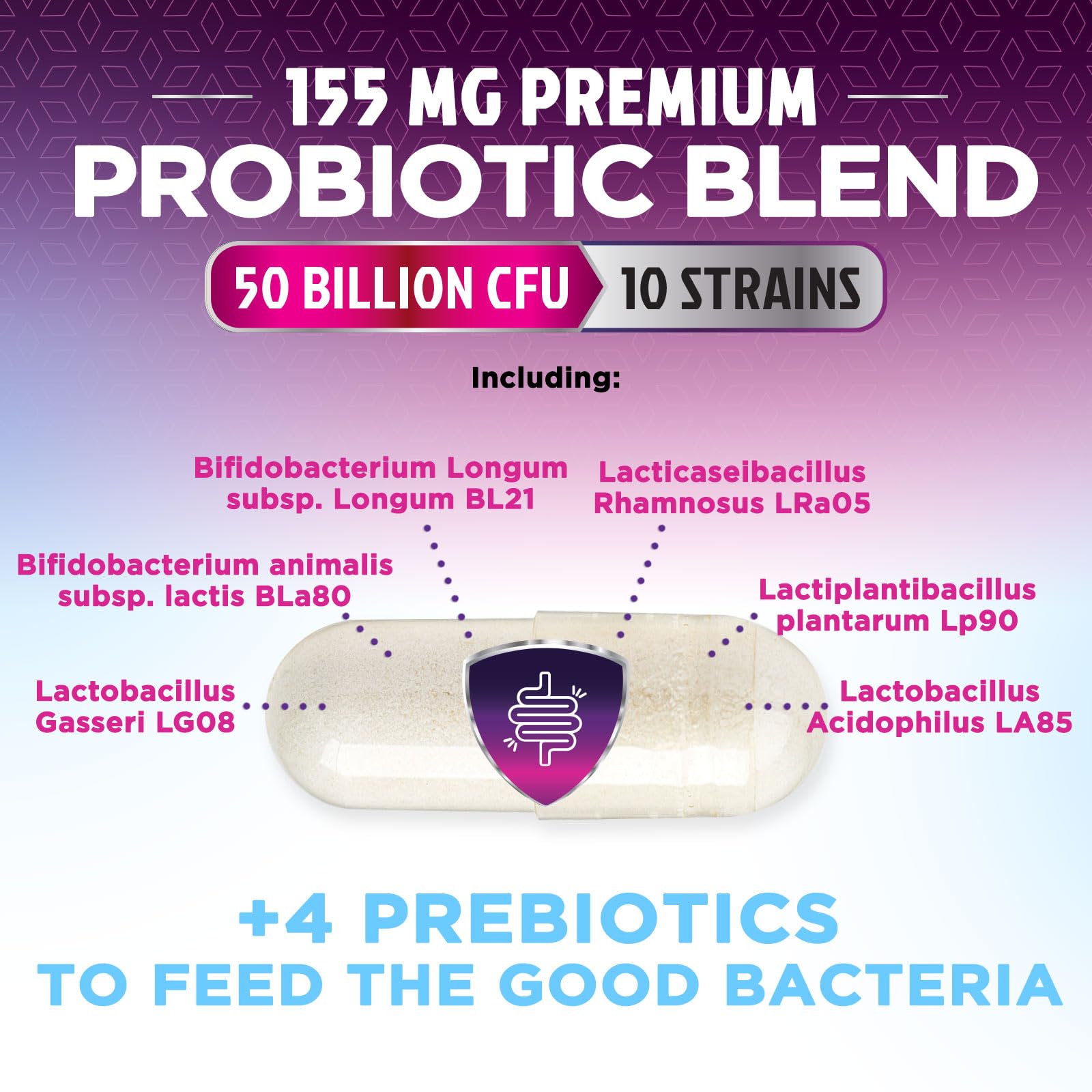 Probiotics 50 Billion CFU per Serving - 10 Strains + Prebiotics - Digestive Health, Gut & Immune Support - Supports Occasional Constipation, Gas & Bloating for Women & Men Shelf Stable - 60 Capsules Nature's NutritionAu supplements