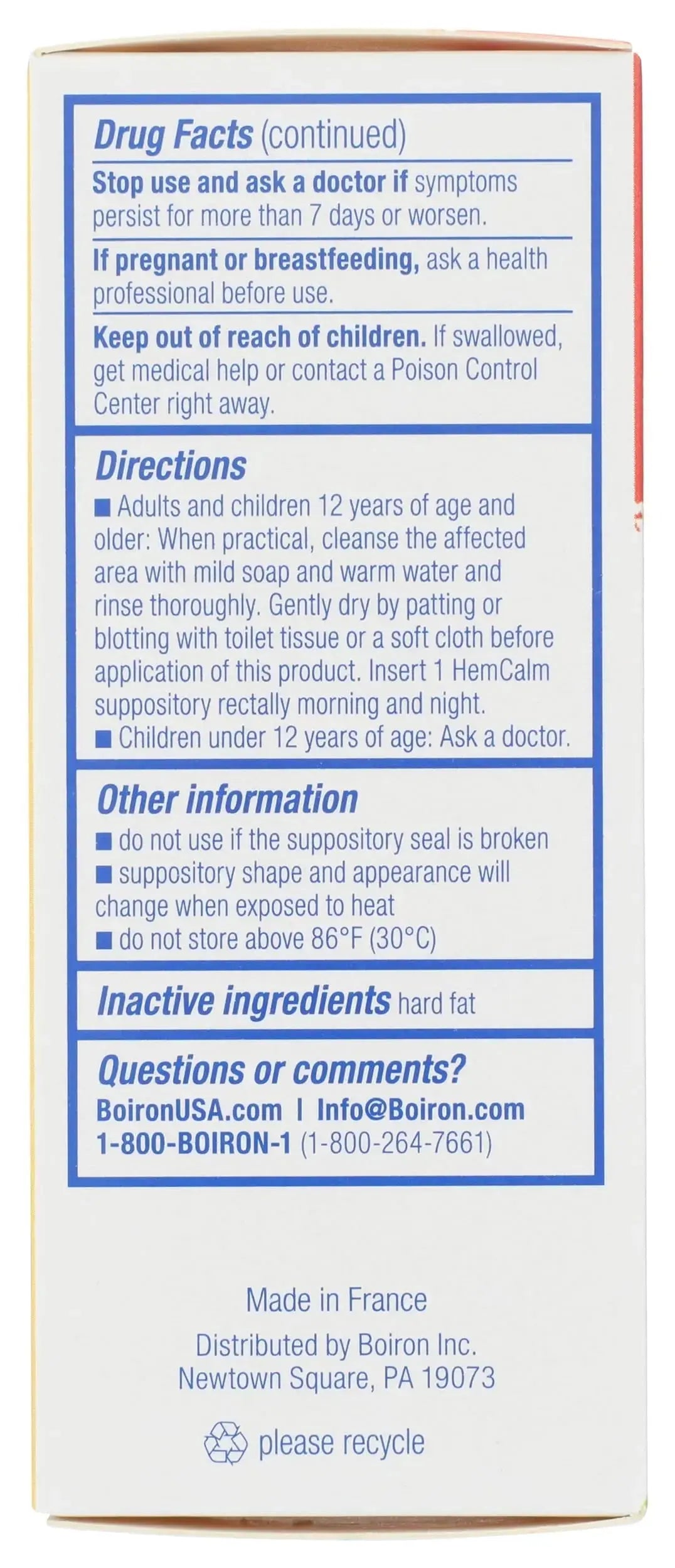 Boiron HemCalm Suppositories for Hemorrhoid Relief of Pain, Itching, Swelling or Discomfort - 10 Count BoironAu supplements