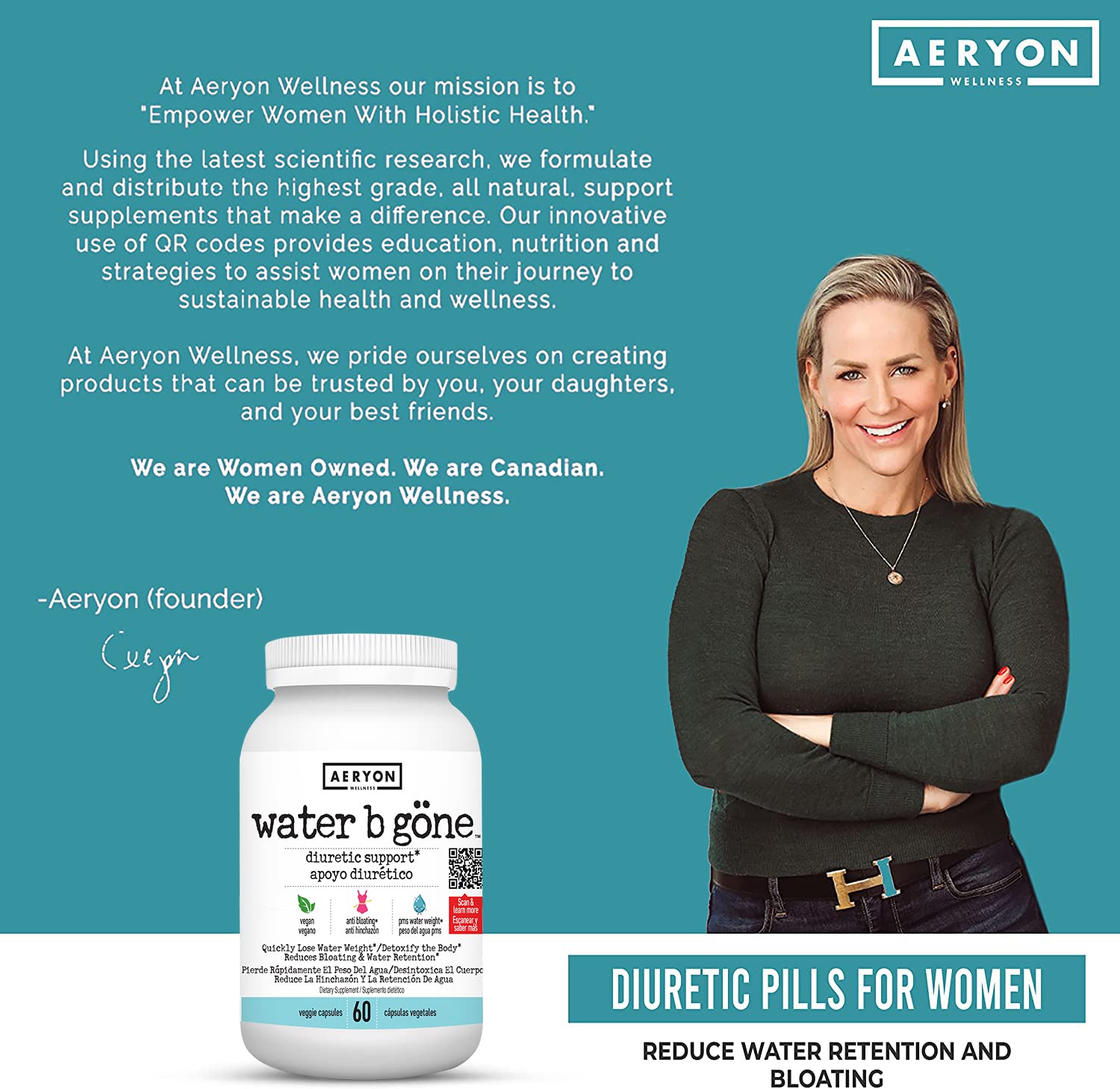 Water B Gone – Diuretic Pills for Women – Reduce Water Retention and Bloating – Find PMS Aeryon Ashlie WellnessAu supplements