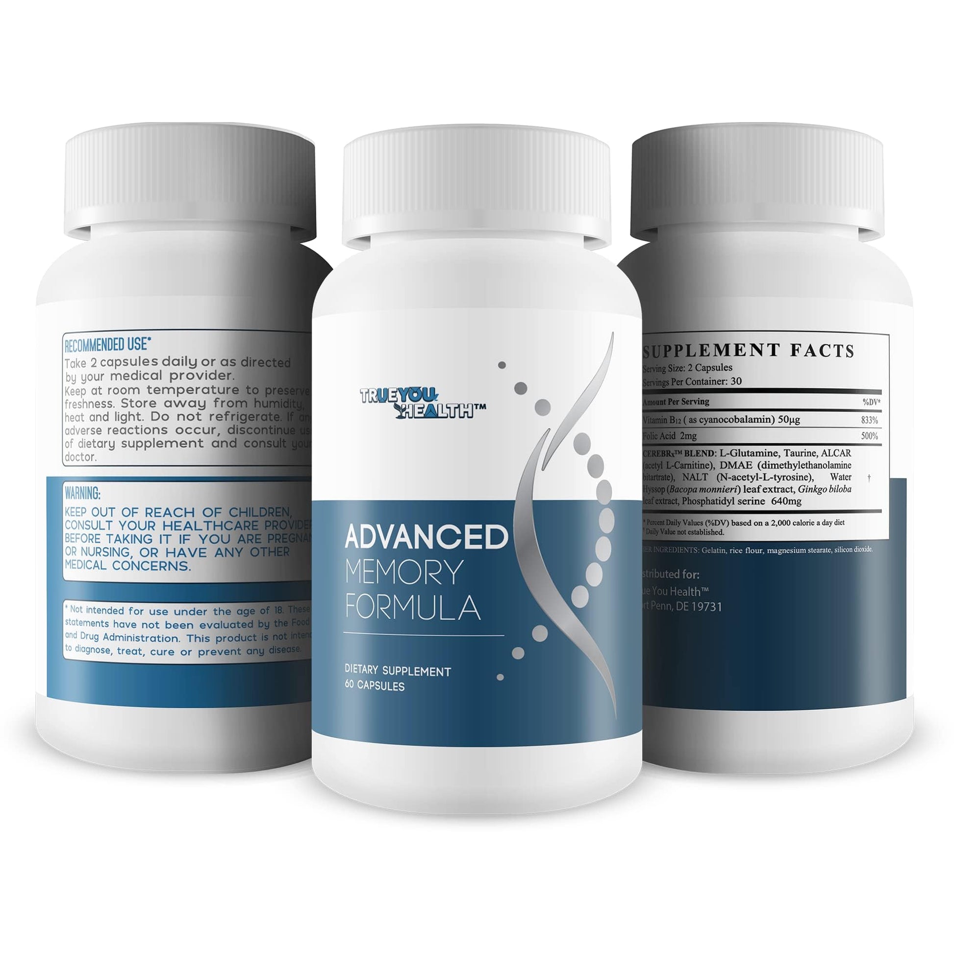 Advanced Memory Formula - by True You Health - Our Best Memory & Brain Formula - Formulated with Ginkgo Biloba and Other Premium Ingredients for Cognitive Performance, Focus, and Clarity True You HealthAu supplements
