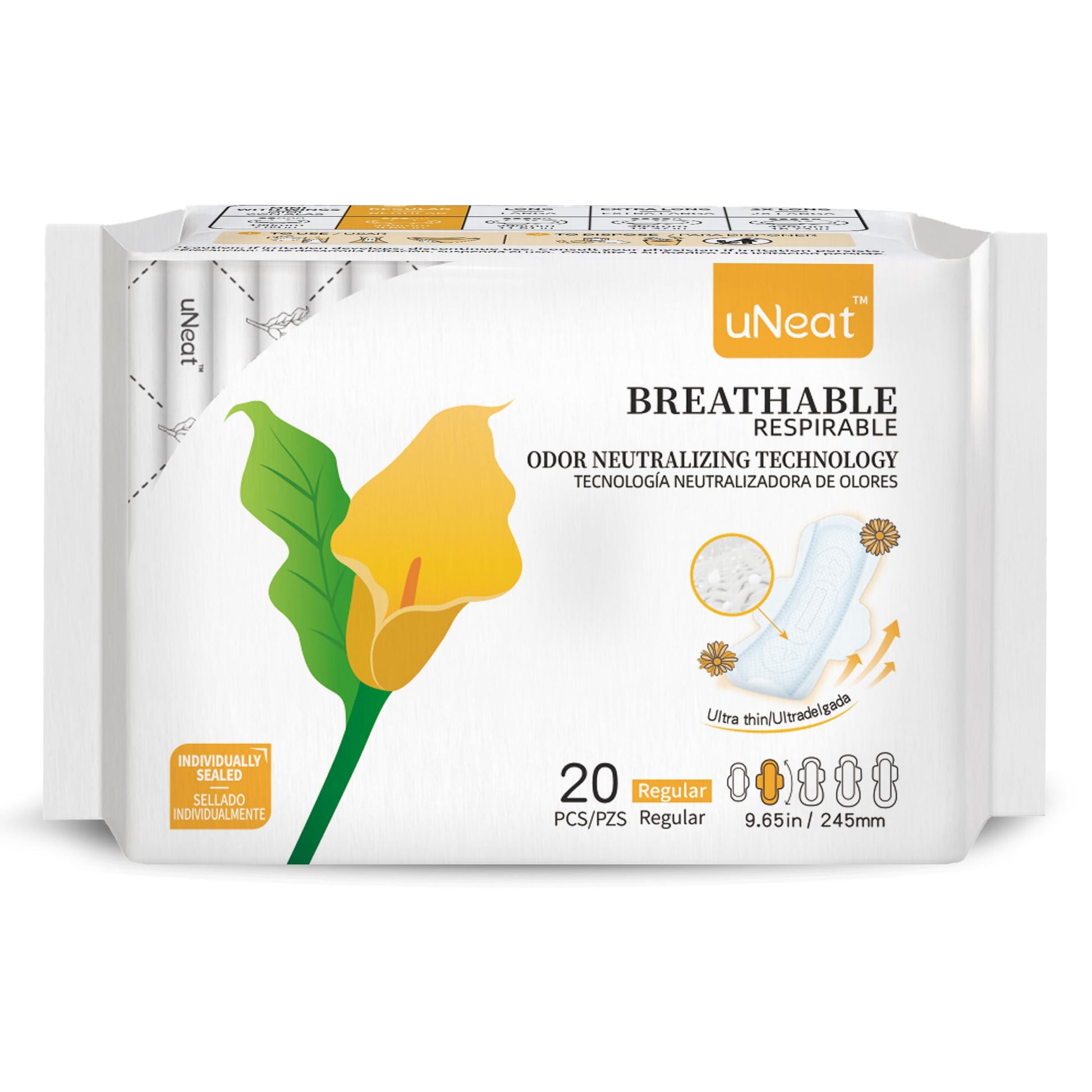 uNeat Regular with Wings Ultra-Thin Sanitary Pads for Women and Teen, Unscented, Eliminates Odor uNeatAu supplements