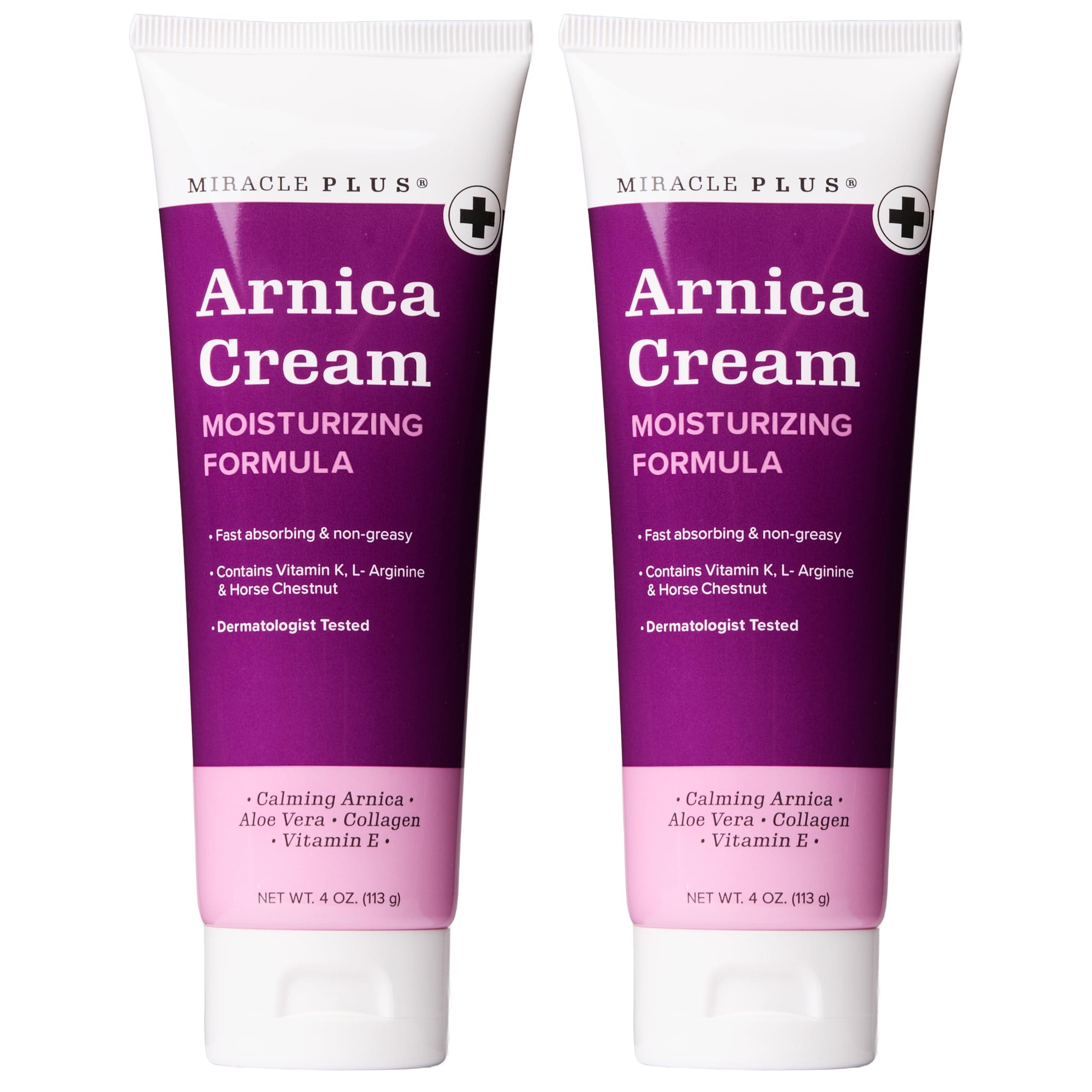 Miracle Plus Arnica Cream Extra Strength Bruise Relief Lotion For Bruising And Swelling On Skin | Arnica Gel, Vitamin K Cream, Skin Care | Moisturizing Bruise Formula With Horse Chestnut, 2-Pack Miracle PlusAu supplements