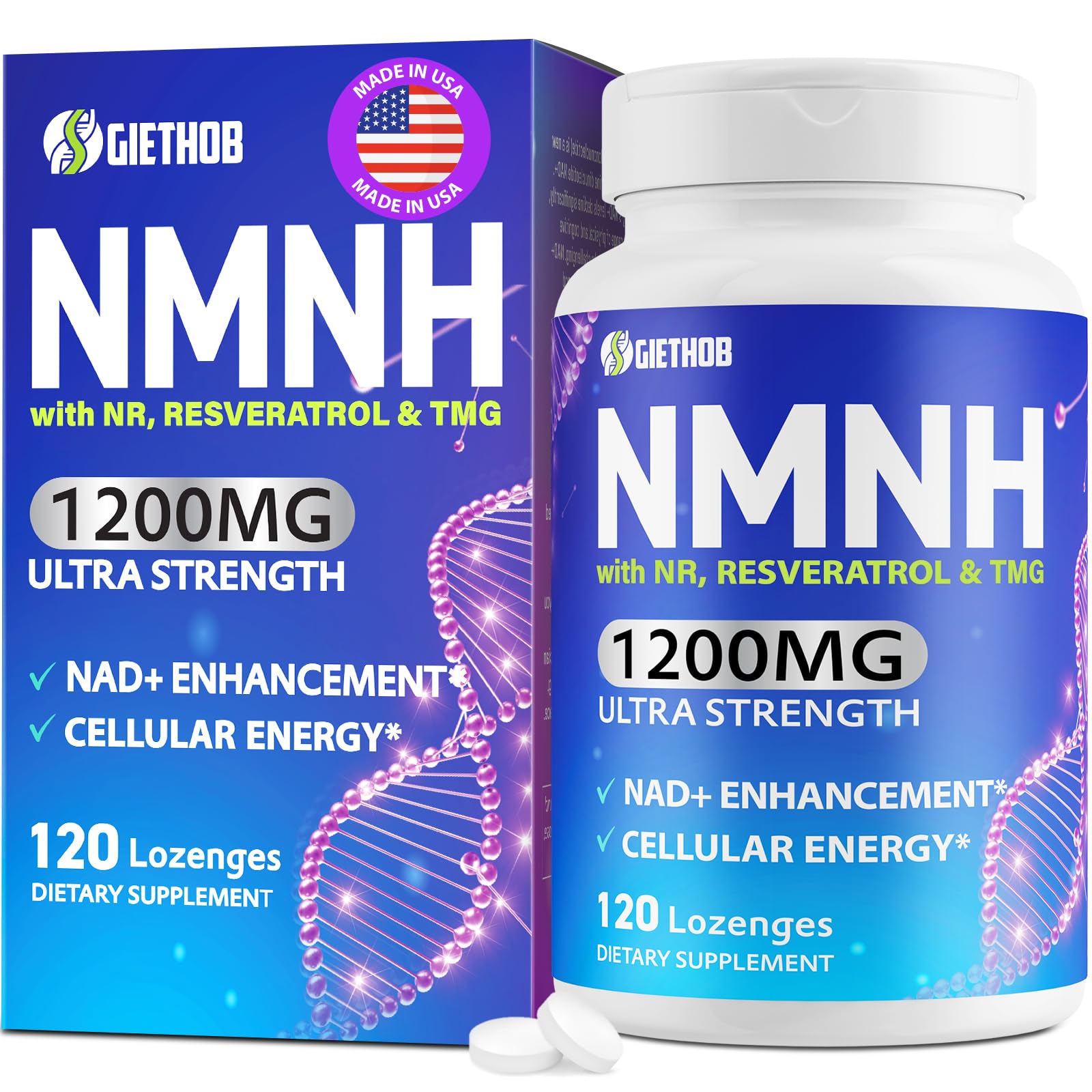 Wriayrui Sublingual NMNH (Dihydronicotinamide Mononucleotide), NMN Supplement Alternative, NAD+ Levels as We Age, Anti-Aging, Energy, NAD Resveratrol Supplement with w/NR, Resveratrol & TMG 120 Count WriayruiAu supplements