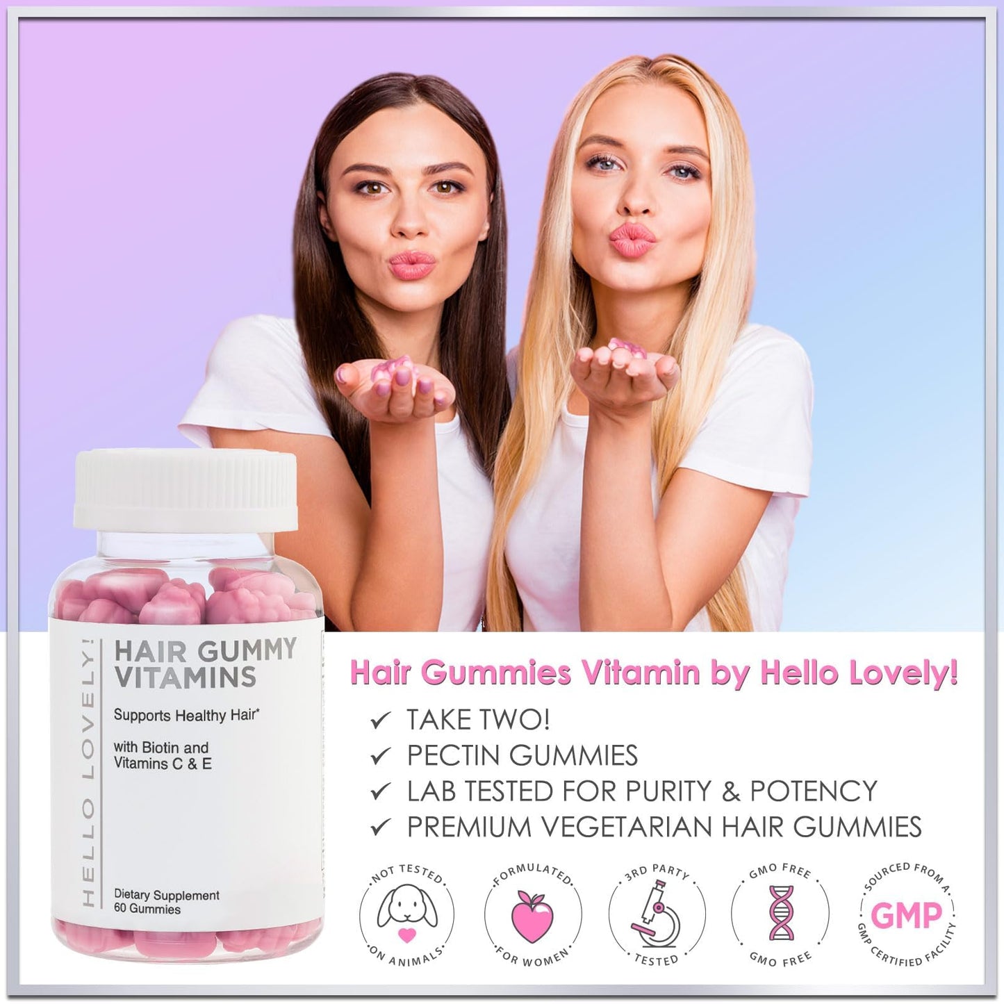 Hello Lovely! Hair Vitamins Gummies with Biotin 5000 mcg Vitamin E & C Support Hair Growt Hello Lovely!US supplements
