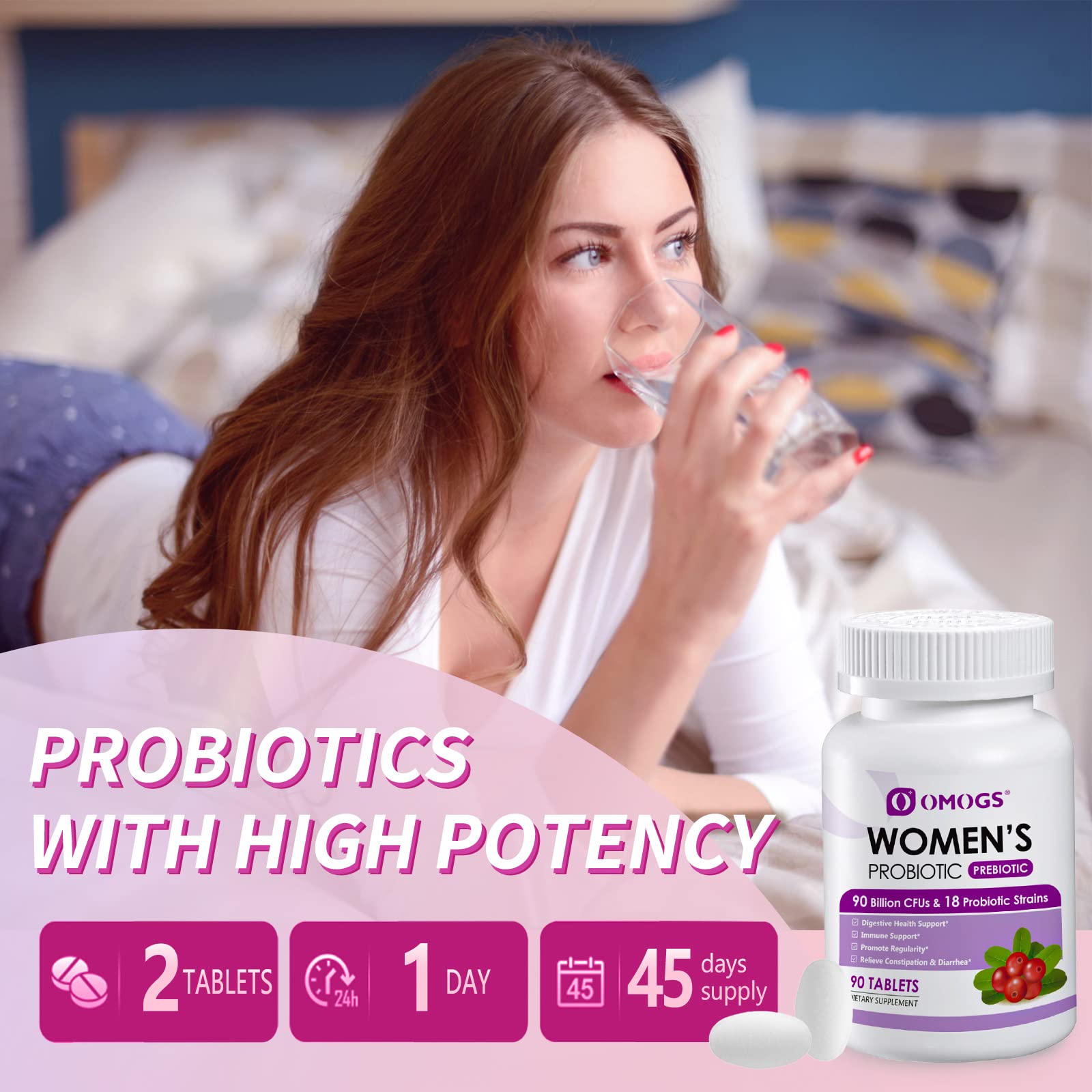 OMOGS Women's Probiotic,with Cranberry Extract and Organic Prebiotics,90 Billion CFUs OMOGSAu supplements