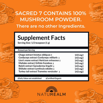 Naturealm Sacred 7 Mushroom Extract Powder - USDA Organic - Lion's Mane, Reishi NaturealmUS supplements