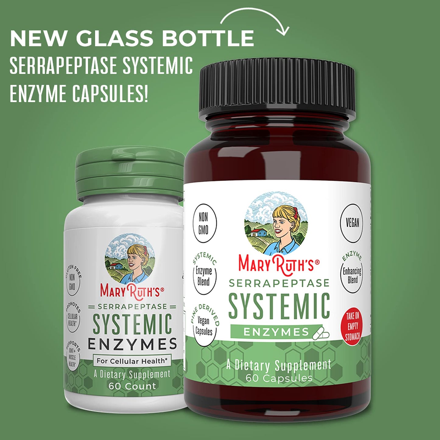MaryRuth Organics Serrapeptase Enzymes Capsules | Up to 2 Month Supply | Enzyme Supplement for High Potency Sinus Relief Pills| Tissue Health and Cellular Health | Vegan | Gluten Free | 60 Count MARYRUTH'SUS supplements