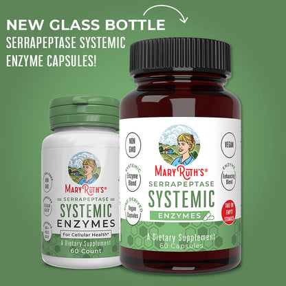 MaryRuth Organics Serrapeptase Enzymes Capsules | Up to 2 Month Supply | Enzyme Supplement for High Potency Sinus Relief Pills| Tissue Health and Cellular Health | Vegan | Gluten Free | 60 Count MARYRUTH'SUS supplements