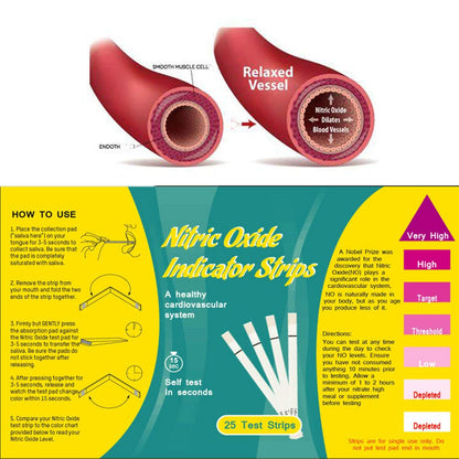 Nitric Oxide Test Strips [25strips]- Nitric Oxide Indicator Strips Work by Measuring The TONNYLABUS supplements