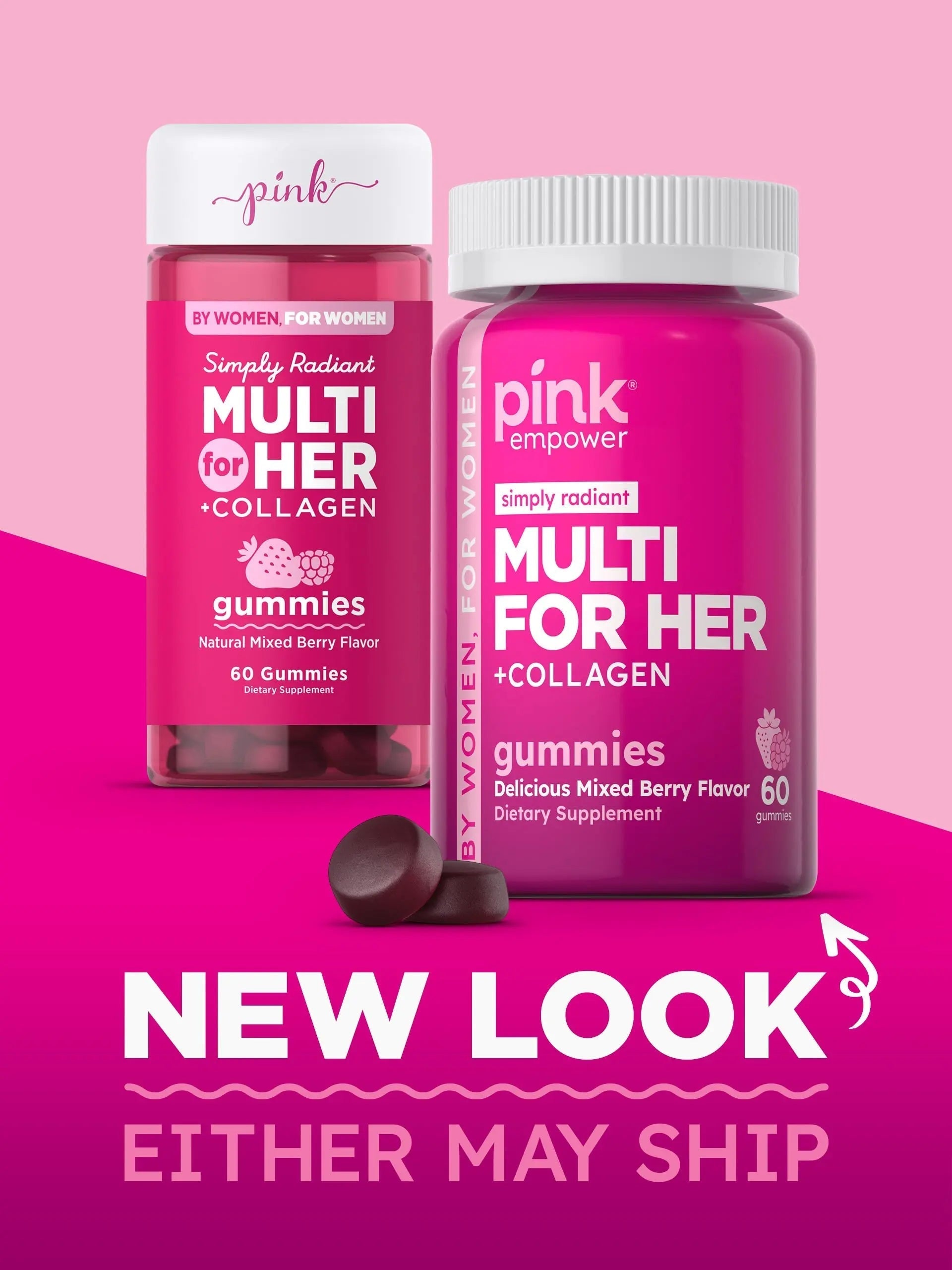PINK Multivitamin Gummies for Women | Non-GMO & Gluten Free | Plus Collagen & Biotin | Mixed Berry Flavor PINKAu supplements