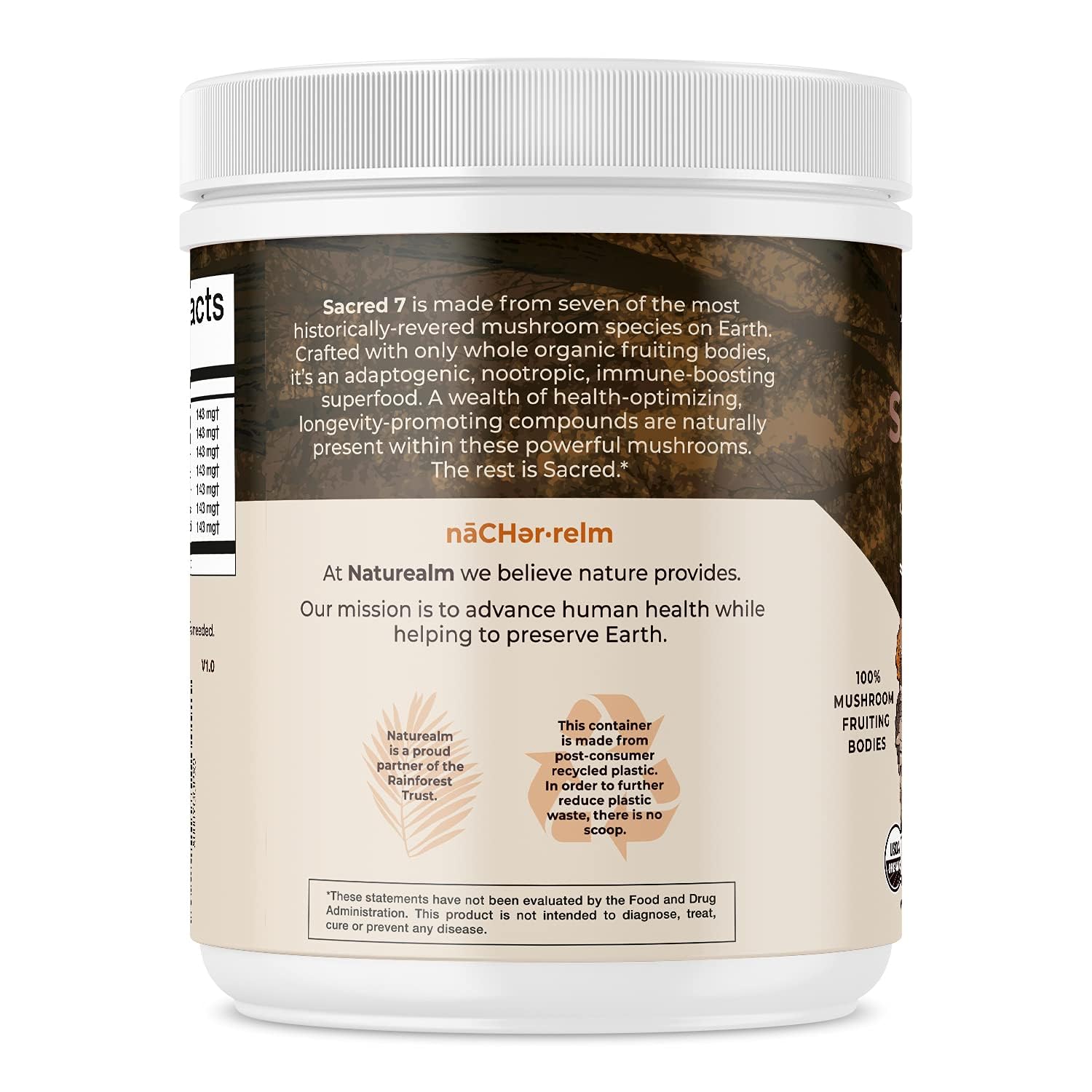 Naturealm Sacred 7 Mushroom Extract Powder - USDA Organic - Lion's Mane, Reishi NaturealmUS supplements