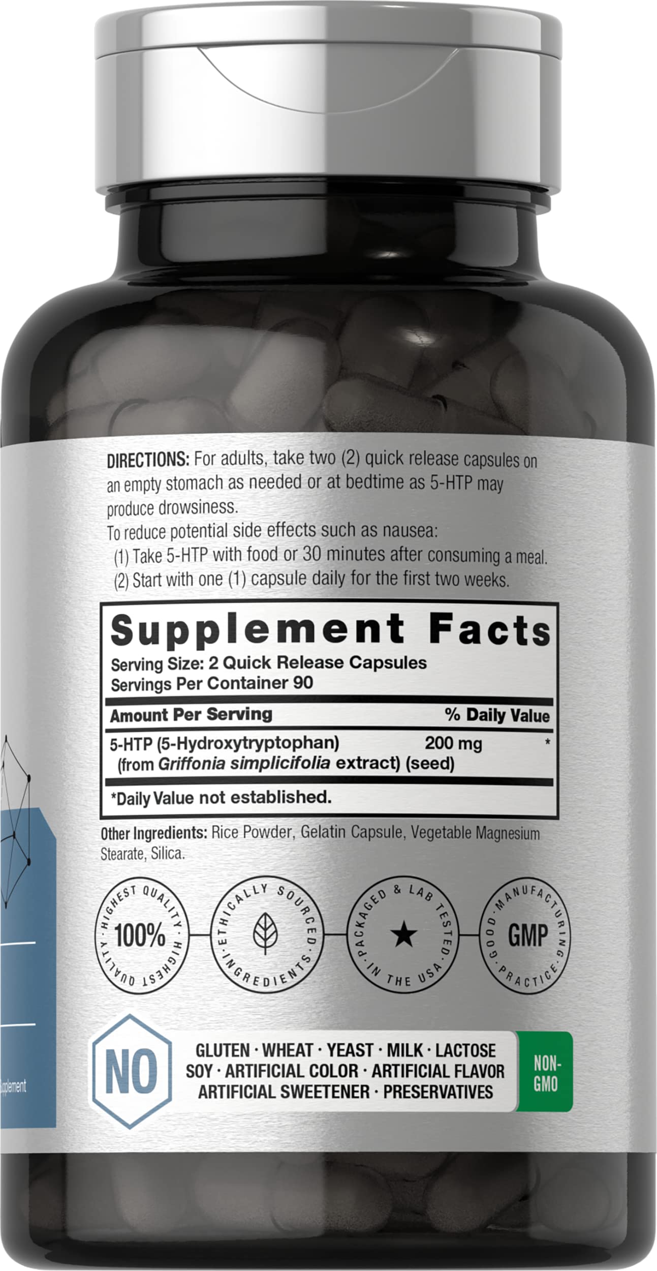 5HTP 200mg Capsules | 180 Capsules | Griffonia Simplicifolia | 5HTP Extra Strength Supple HorbäachUS supplements