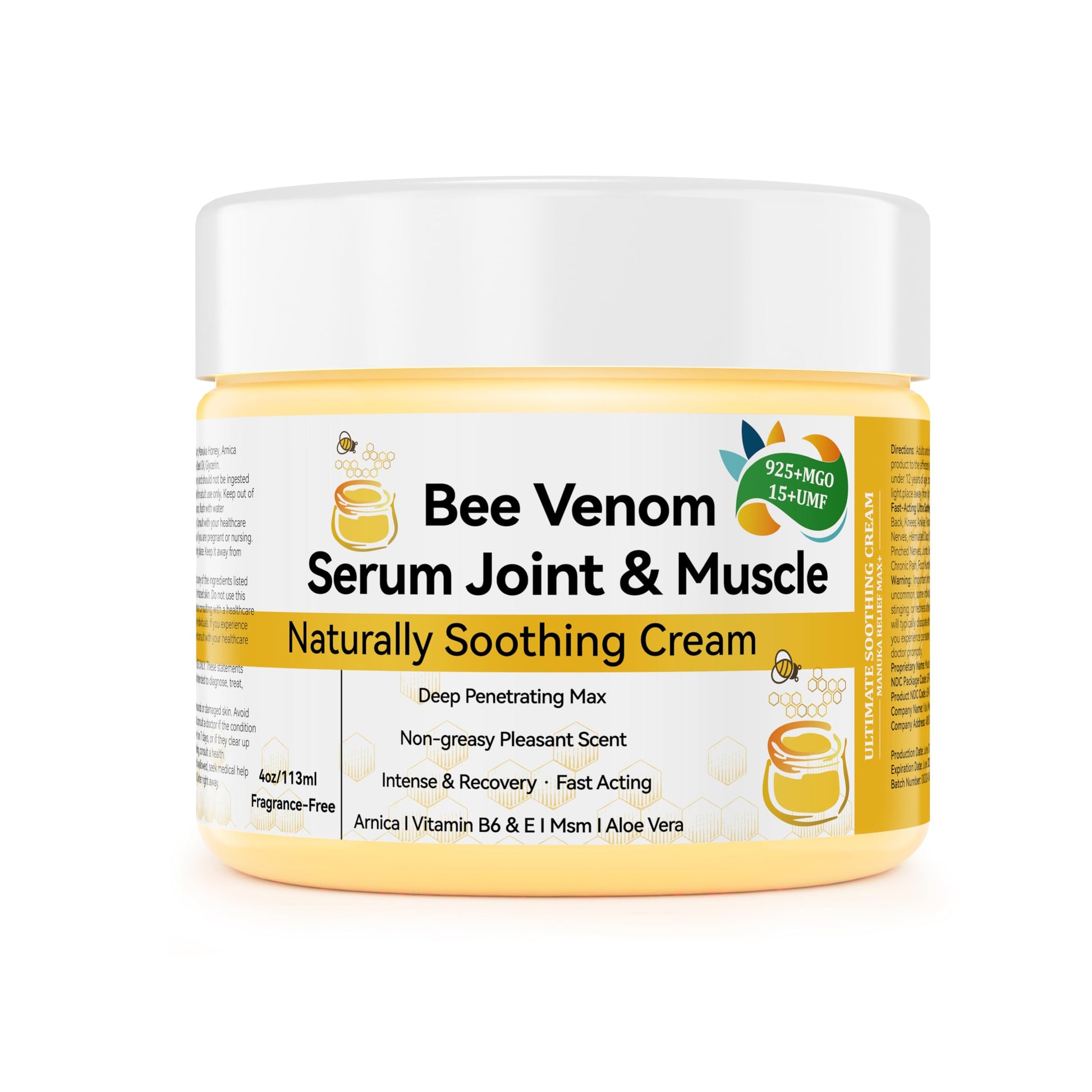 DRUOUO Natural Organic NZL Bee Venom Professional Serum Care, Joint & Muscle & Bone Cream Gel - for Back, Neck, Hand, Foot, Knee, Muscle, Shoulder, Hip, Nerve, Vitamin B6, Aloe Vera, Adult, Elderly DRUOUOAu supplements