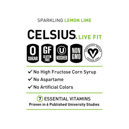 CELSIUS Sparkling Lemon Lime, Functional Essential Energy Drink, 12 Fl Oz (Pack of 12) CELSIUSUS supplements