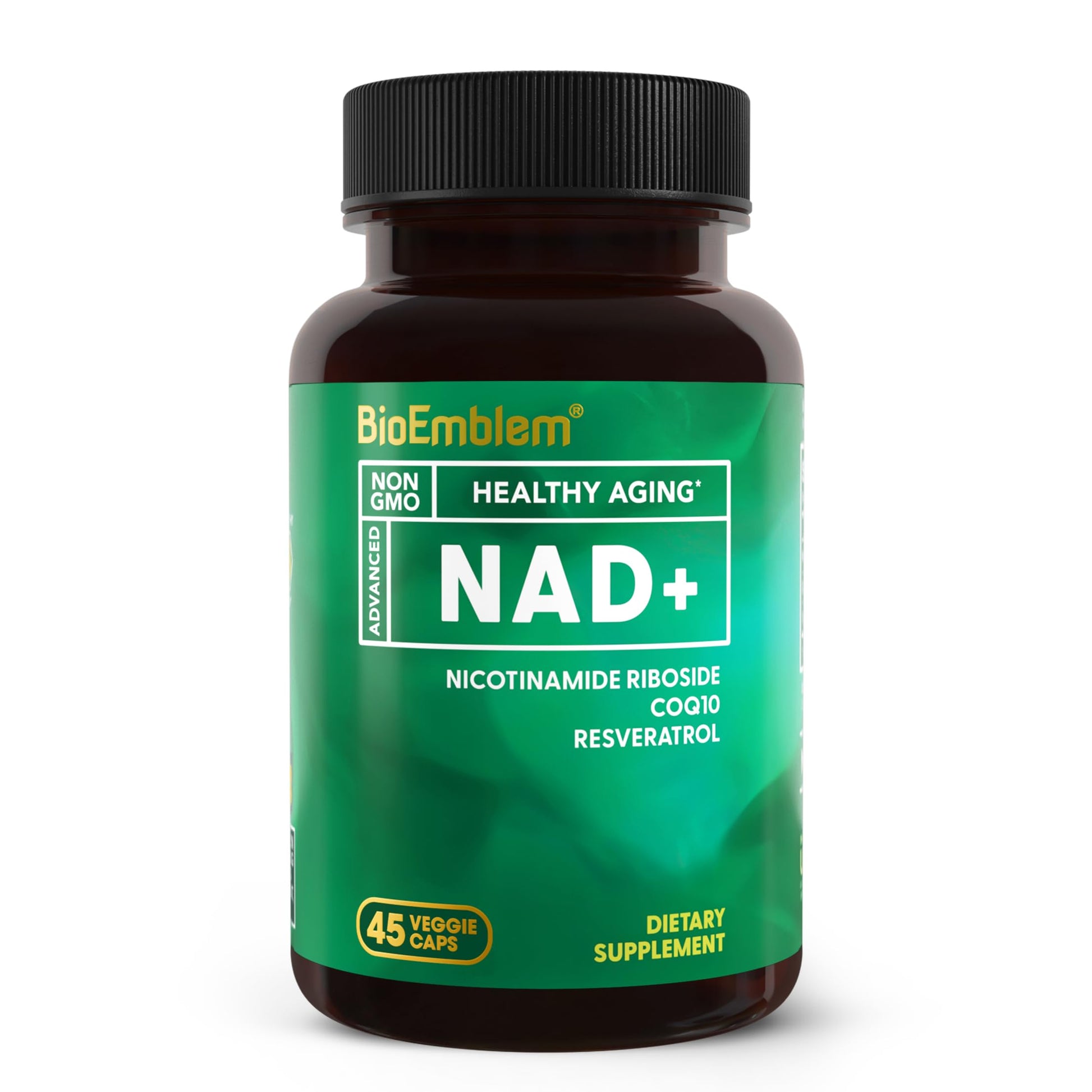 BioEmblem NAD+ Supplement | 300 mg Nicotinamide Riboside with CoQ10 & Resveratrol | Supports Healthy Aging, Cellular Energy and Cognitive Function | Non-GMO, Gluten Free - 45 Capsules BioEmblemAu supplements