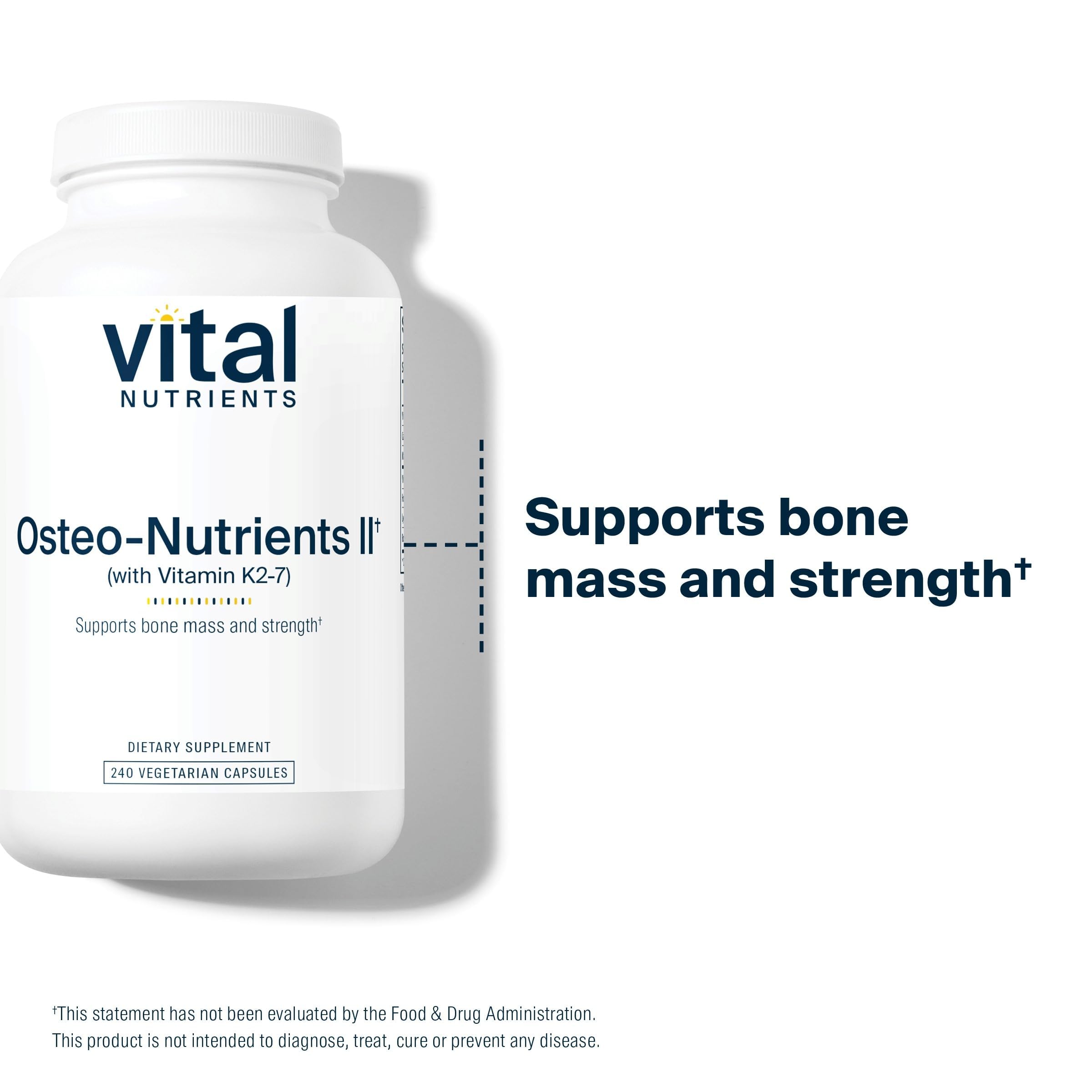 Vital Nutrients Osteo-Nutrients II - Vitamin K2 + D3, Calcium, Boron, and Magnesium for Bone Strength* - Healthy Heart Support - Vegetarian Supplement - Gluten, Dairy, Soy Free - 240 Capsules Vital NutrientsAu supplements