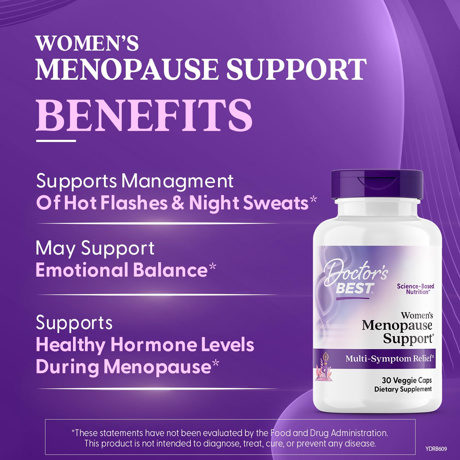 Doctors Best Womens Menopause Support (Soy Isoflavone, Black Cohosh, Chaste Tree), Multi-Symptom Relief, Non-GMO, Gluten Free, Vegan 30 Veggie Caps Doctor's BESTAu supplements