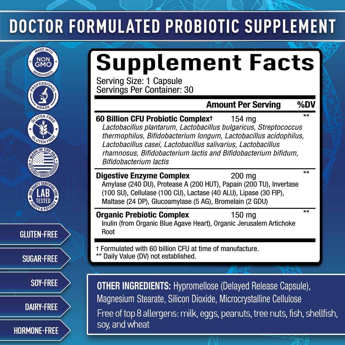 Purely Optimal Probiotics for Digestive Health, 60 Billion CFU – Delayed-Release with Digestive Enzymes & Organic Prebiotics – Bloating, Immune & Energy Support, 30 Caps Purely OptimalAu supplements