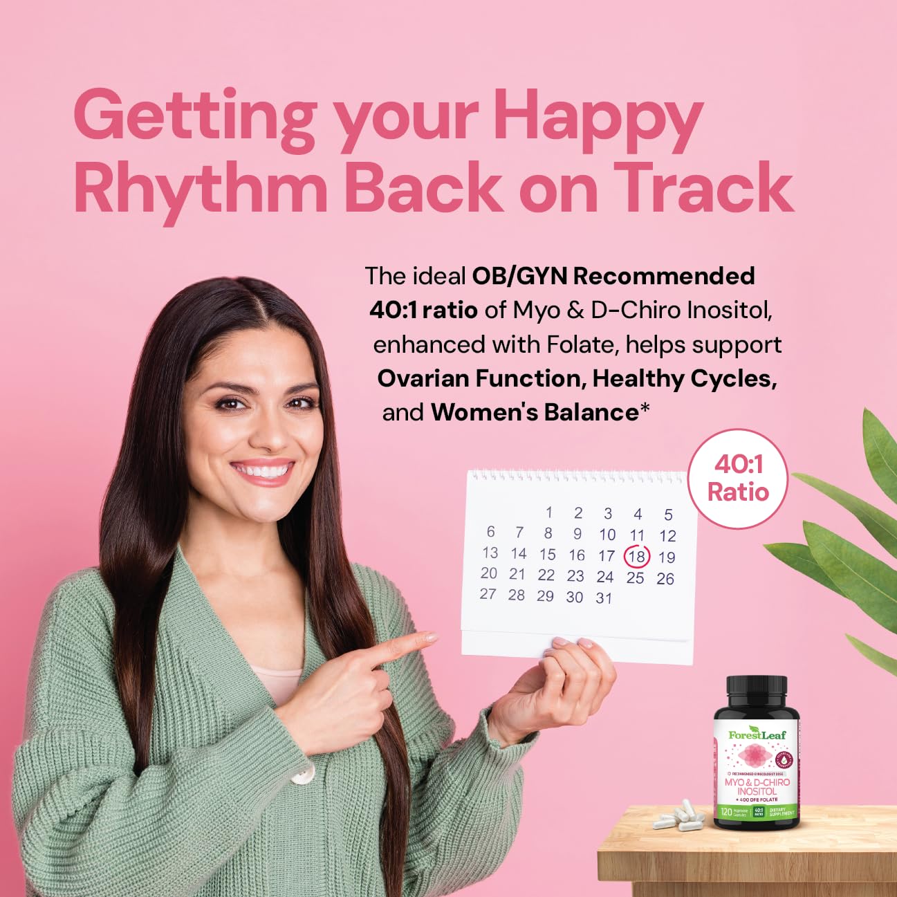 Myo-Inositol & D-Chiro Inositol Supplement for Women's Health | Fertility Supplements Women | Inositol 40:1 Ratio Support Ovarian Function & Healthy Hormone Balance Women | 2050mg | 120 Powder Caps ForestLeafAu supplements
