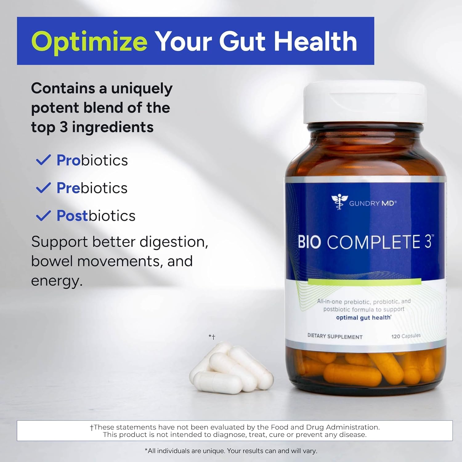 Gundry MD® Bio Complete 3 - Prebiotic, Probiotic, Postbiotic to Support Optimal Gut Health, 30 Day Supply (90 Day Supply) Gundry MDAu supplements