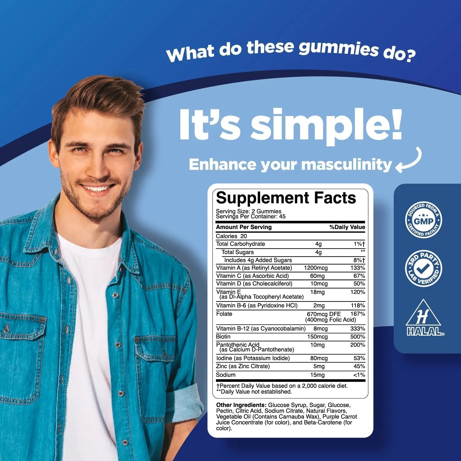 Phytoral Natural Multivitamin for Men Gummies with Zinc - Vitamin D C A & Biotin B6 B12 Full Health Supplement PhytoralAu supplements