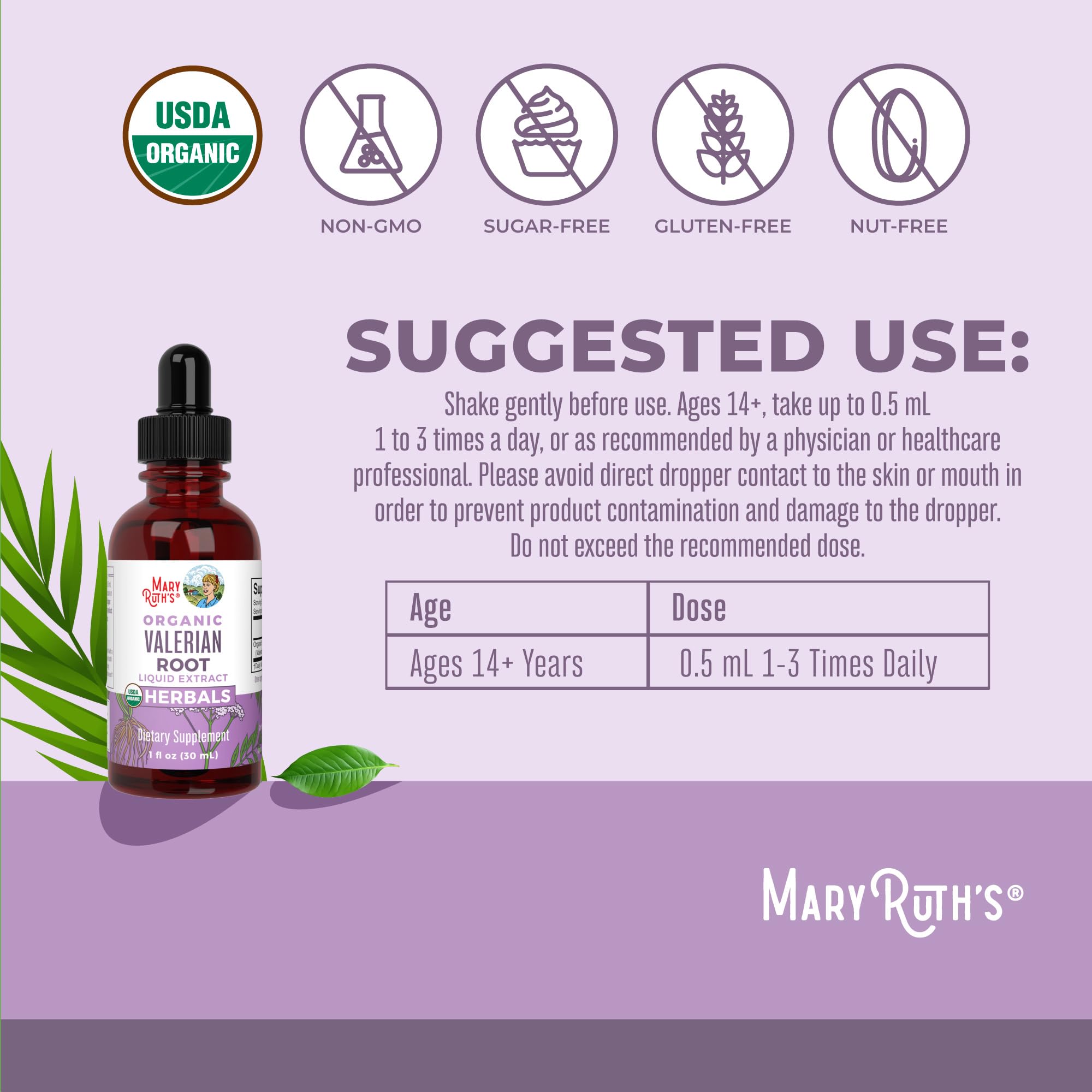 MaryRuth Organics Valerian Root Liquid Drops | 2 Month Supply | Sugar Free | USDA Organic Valerian Root Drops | Support Sleep | Calm and Stress Relief | Vegan | Non-GMO | Gluten Free | 60 Servings MARYRUTH'SUS supplements