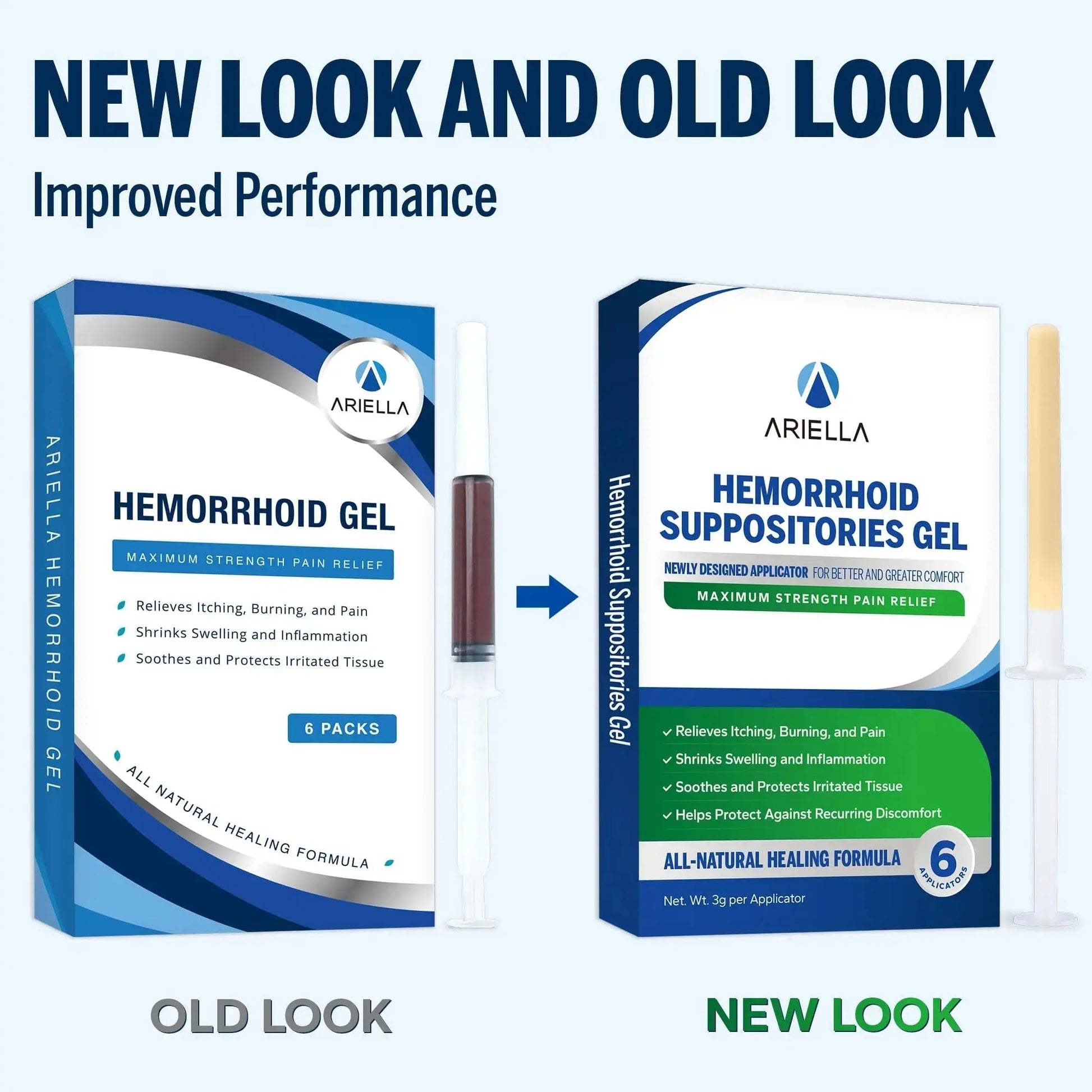 Ariella Hemorrhoid Treatment Suppository Gel: Natural & Herbal - Relieve Itching Burning Discomfort - Internal Relief - New Rounded Applicator - Nighttime Use (Pack of 6) AriellaAu supplements
