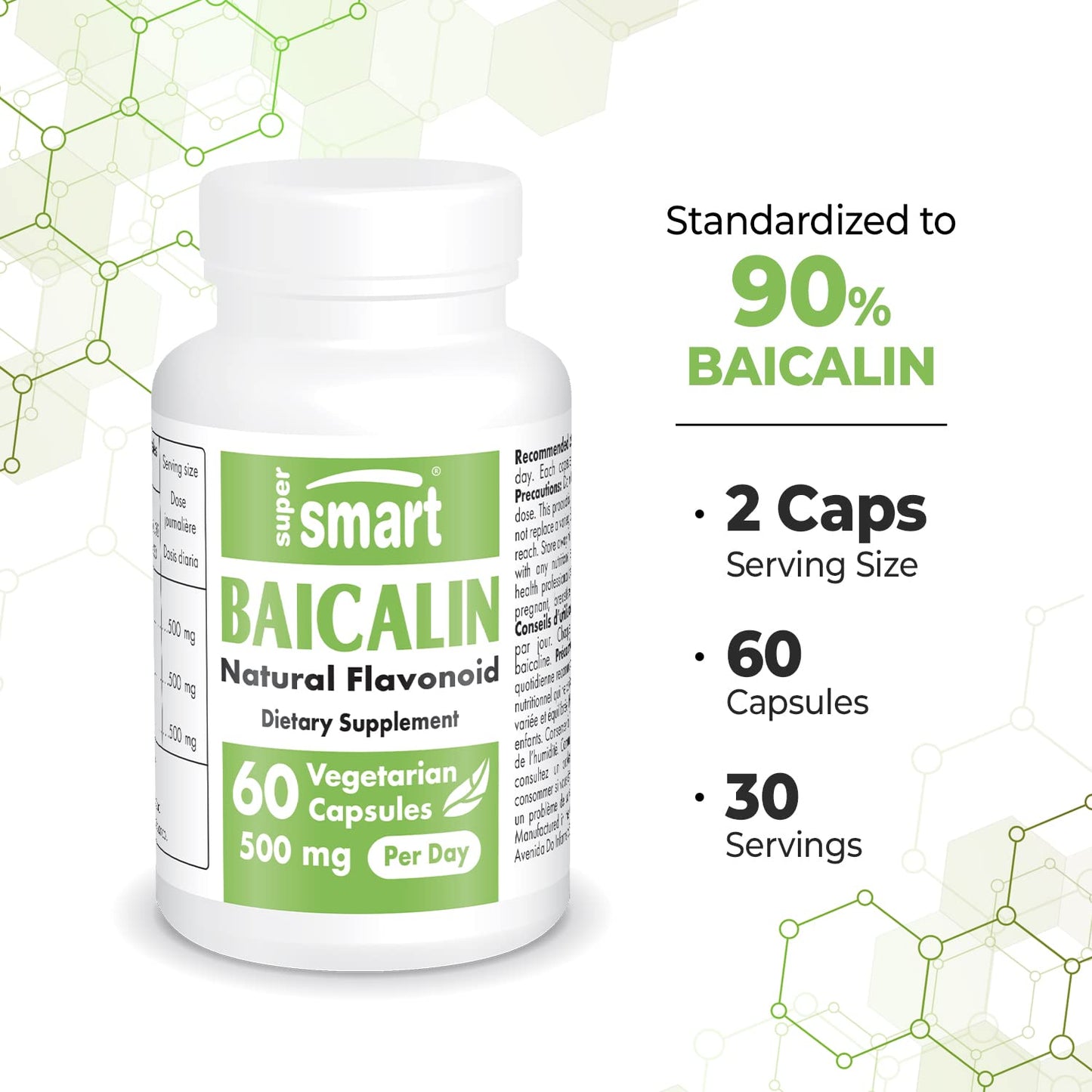 Supersmart - 90% Baicalin 500mg per Day (Scutellaria Baicalensis) - Chinese Skullcap SupersmartUS supplements
