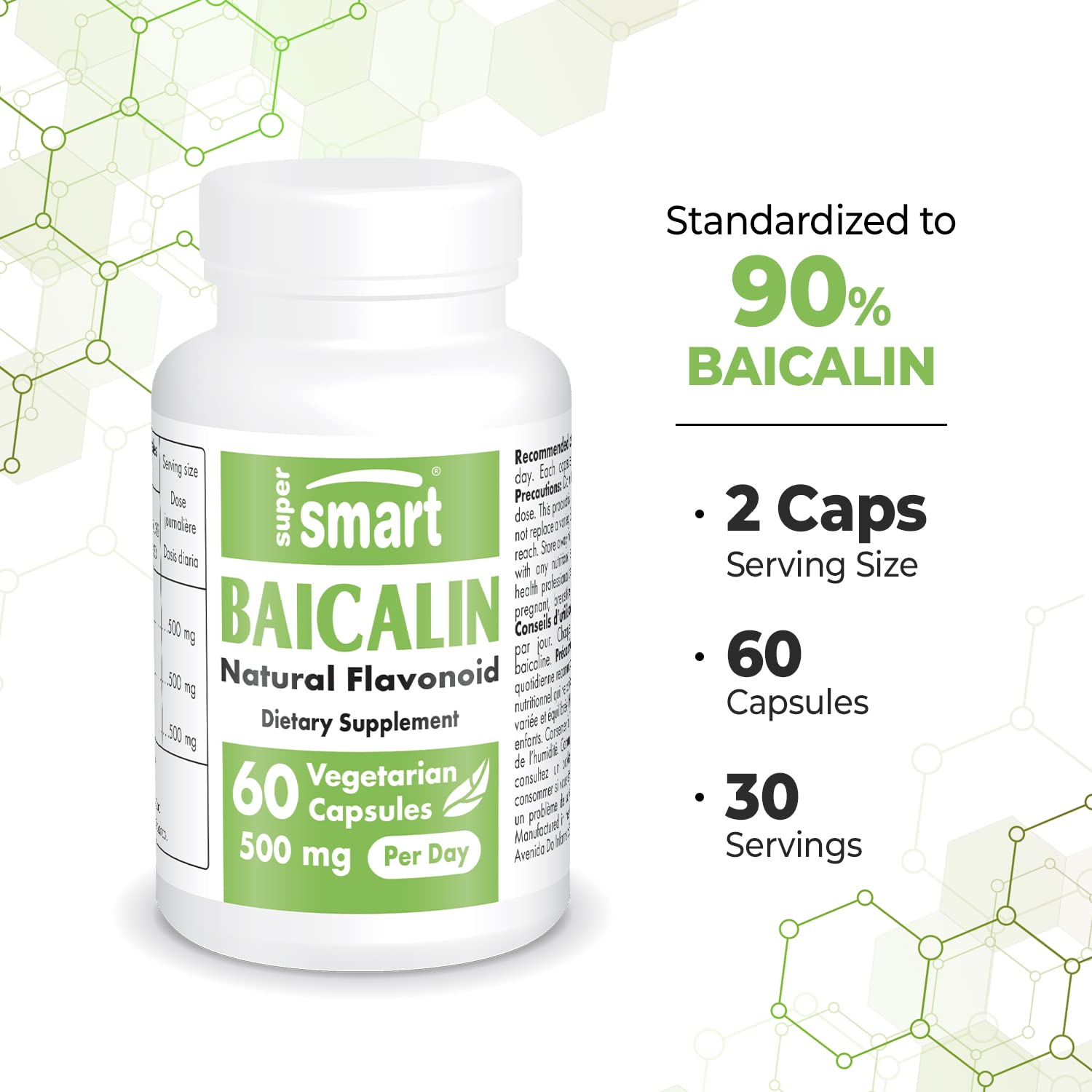 Supersmart - 90% Baicalin 500mg per Day (Scutellaria Baicalensis) - Chinese Skullcap SupersmartUS supplements