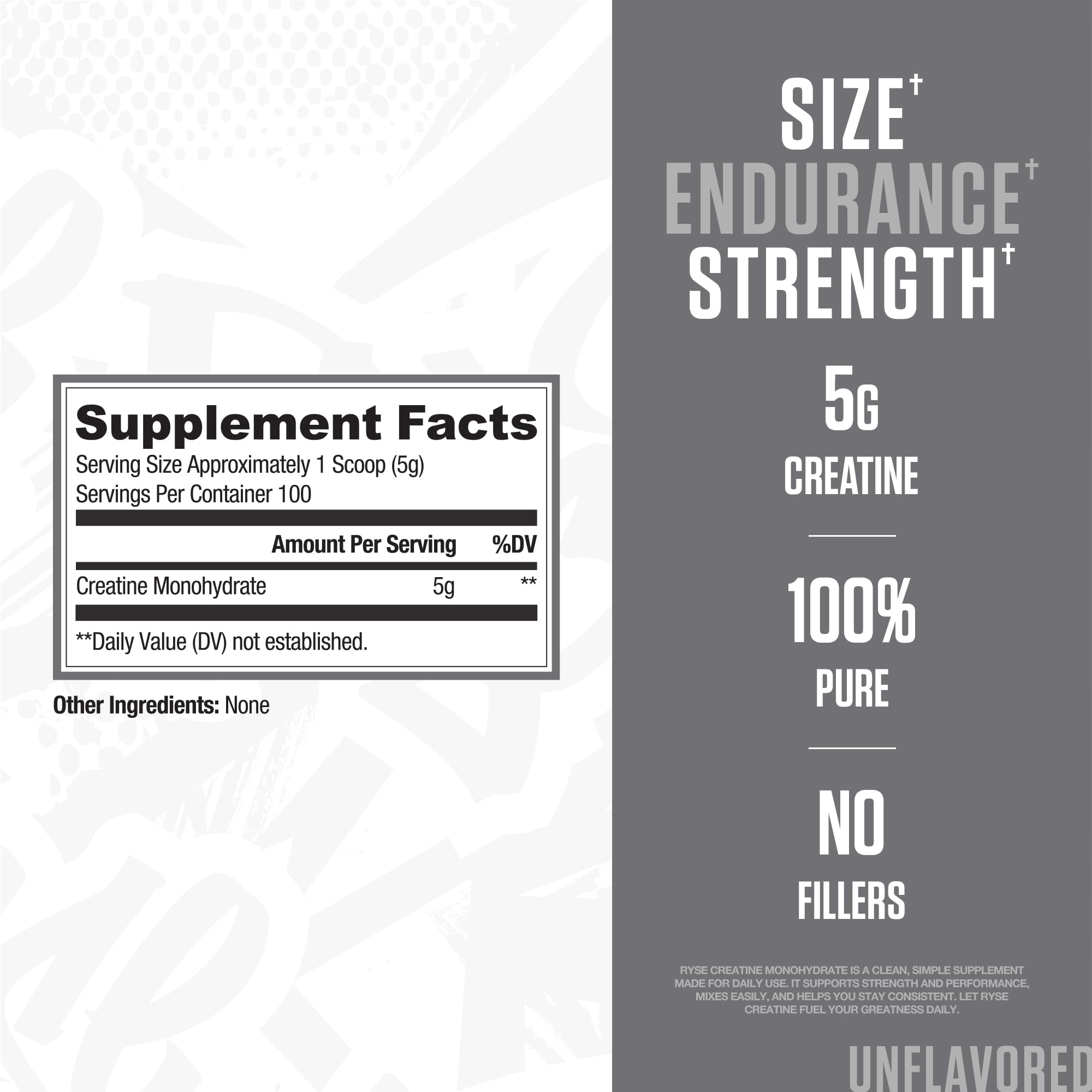 RYSE Creatine Monohydrate Powder - Unflavored - Supports Men & Women Lean Muscle Growth, Strength, Power, and Endurance - Helps Reduce Fatigue and Improve Workout Recovery - 100 Servings. RYSE Up SupplementsAu supplements