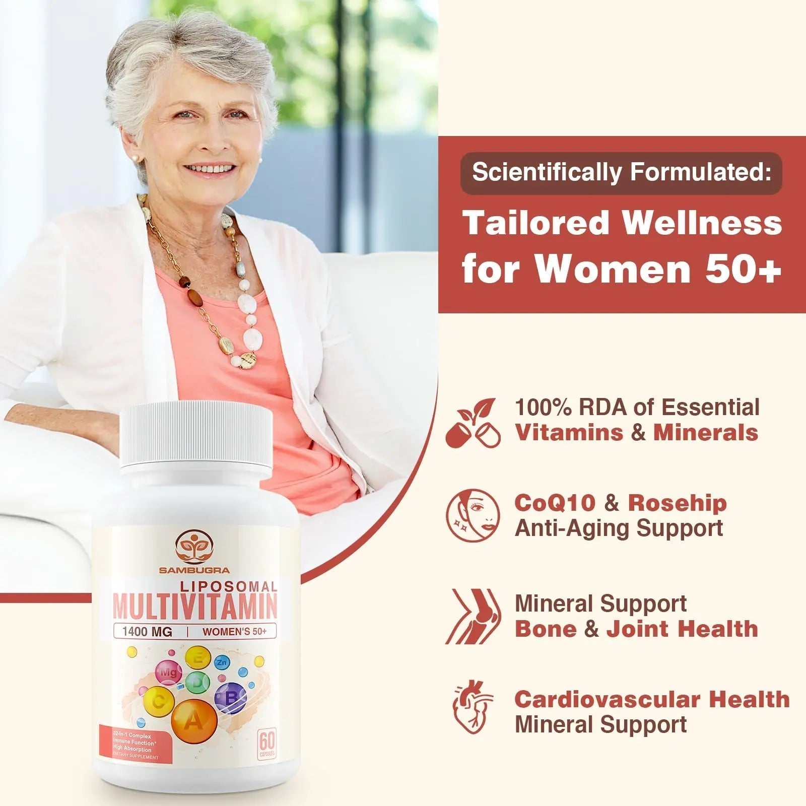 Sambugra Liposomal Multivitamin for Women 50+ - Women Daily Multivitamin with 32 Ingredients, CoQ10, Vitamins C, B, D, E SambugraAu supplements