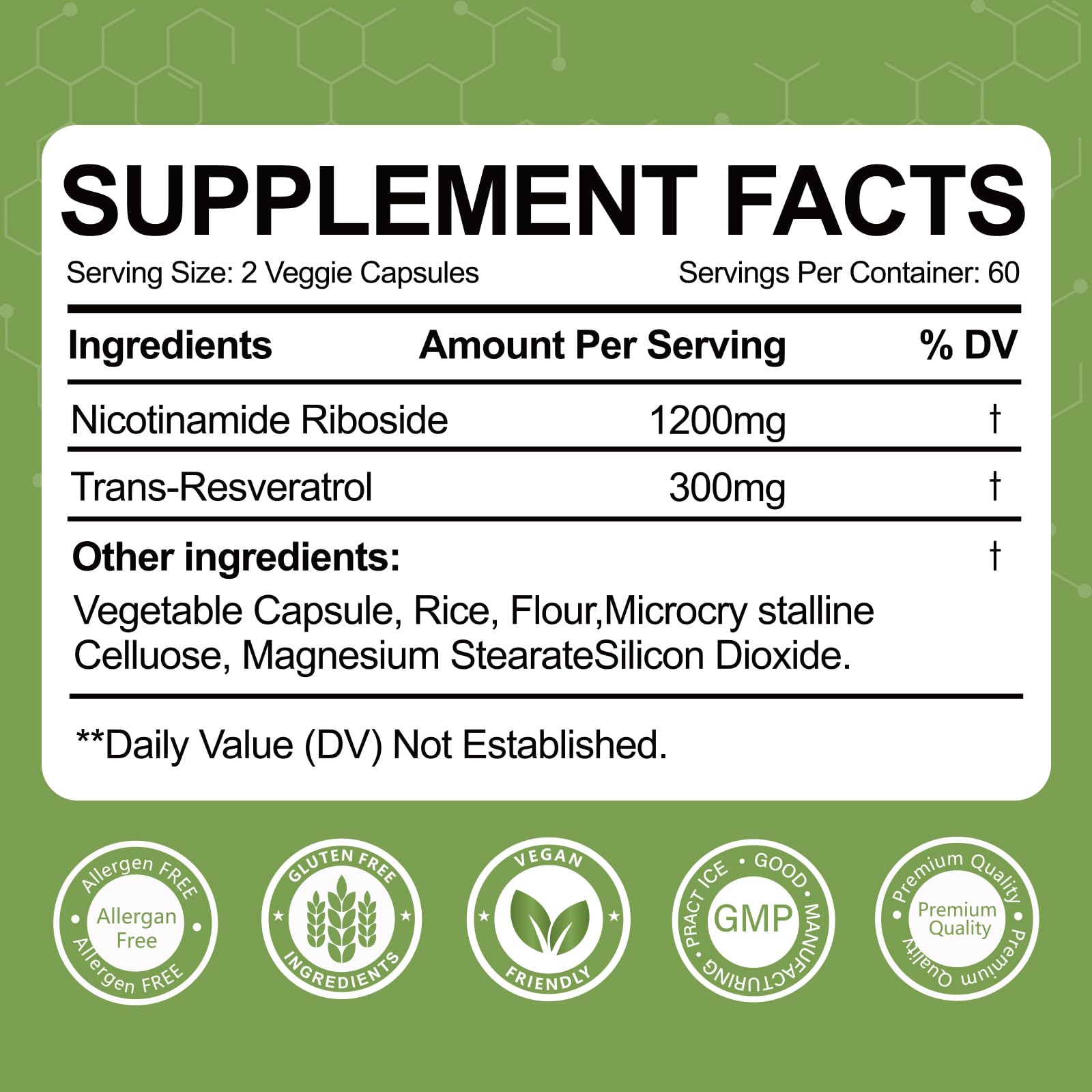 Yalei NAD Resveratrol Supplement 1500mg,120 Veggie Capsules | Liposomal NAD Plus Boosting | Support Cellular Health, Stamina & Healthy Aging for Women & Men | Non-GMO YaleiAu supplements
