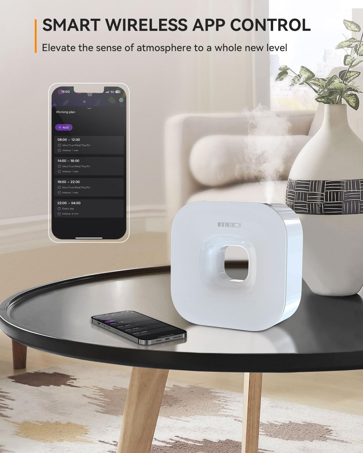 MEIDI Waterless Essential Oil Diffuser - Bluetooth Cordless Aromatherapy Diffuser with App Control MEIDIAu supplements
