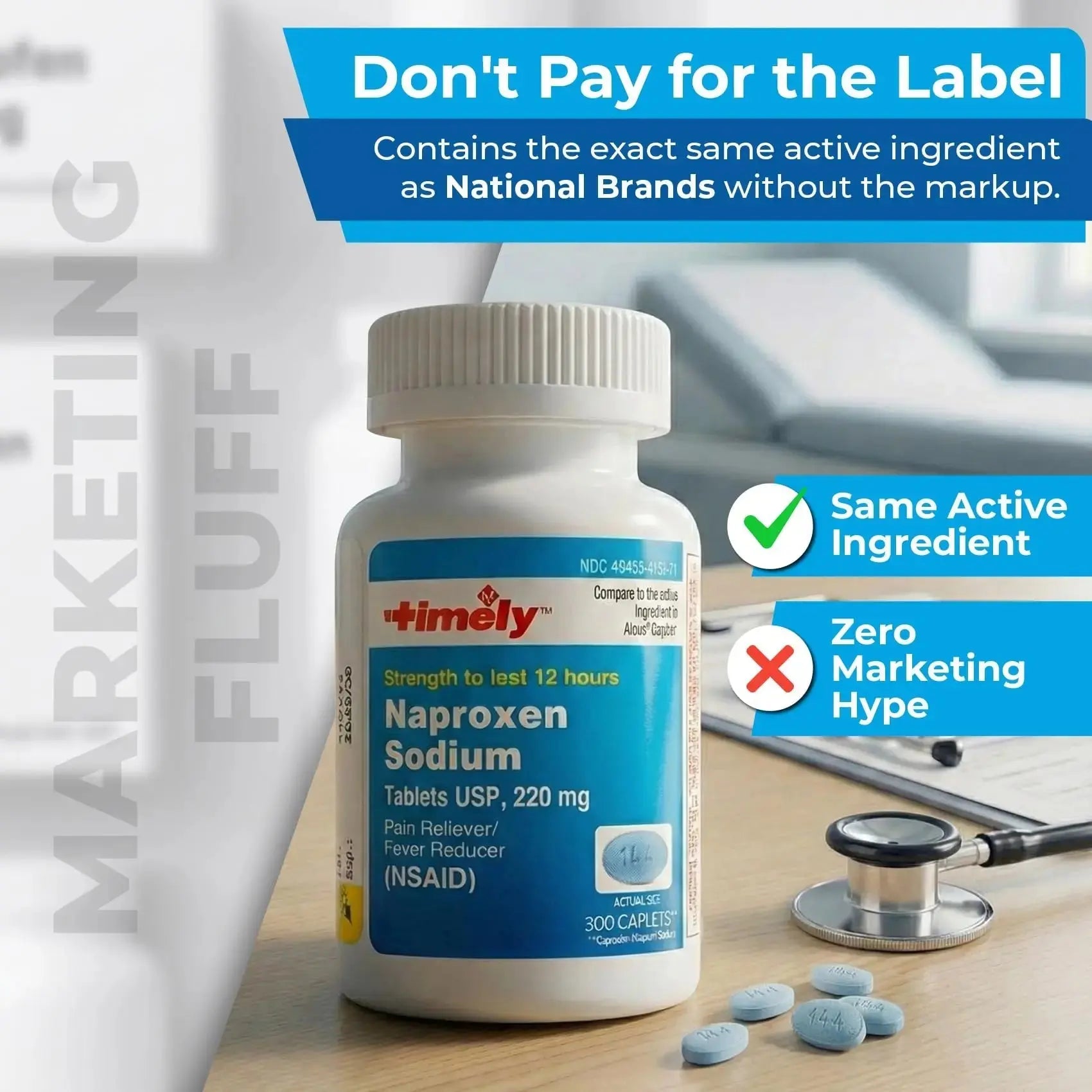 TIME-Cap Labs Naproxen Sodium 220mg (NSAID), Pain Reliever & Fever Reducer Caplets, 12 Hour Relief for Headache, Backache, Arthritis & Body Aches, 300 Count TIME-CAP LABS, INC.Au supplements