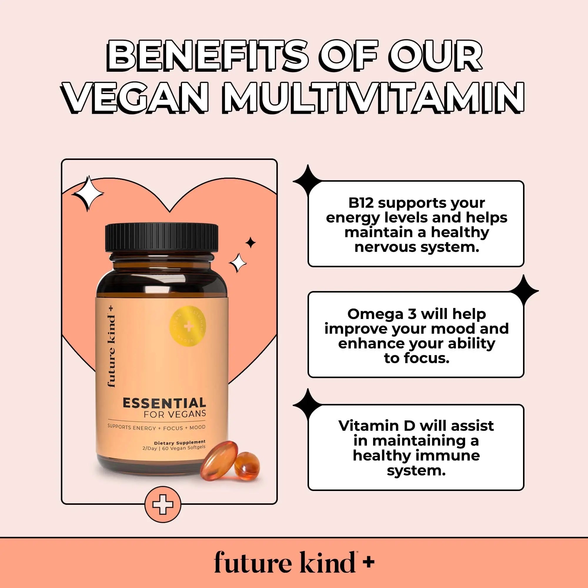 Future Kind Multivitamin Bundle - Vegan Complete Multivitamin and Vegan Essential Multivitamin - Vegan Vitamin B12, Omega 3, and Vitamin D3 - Complete Multivitamin, 42 Vitamins in 1 for Men and Women Future KindAu supplements