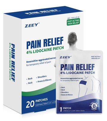 ZEEY 4% Lidocaine Pain Relief Patches, Maximum Strength OTC, for Back, Knee, Neck, Shoulders, Joints, Muscle Soreness, Fast Acting, Topical Anesthetic, Large Gel Patch, 5.5" x 3.94", 20Ct ZEEYAu supplements