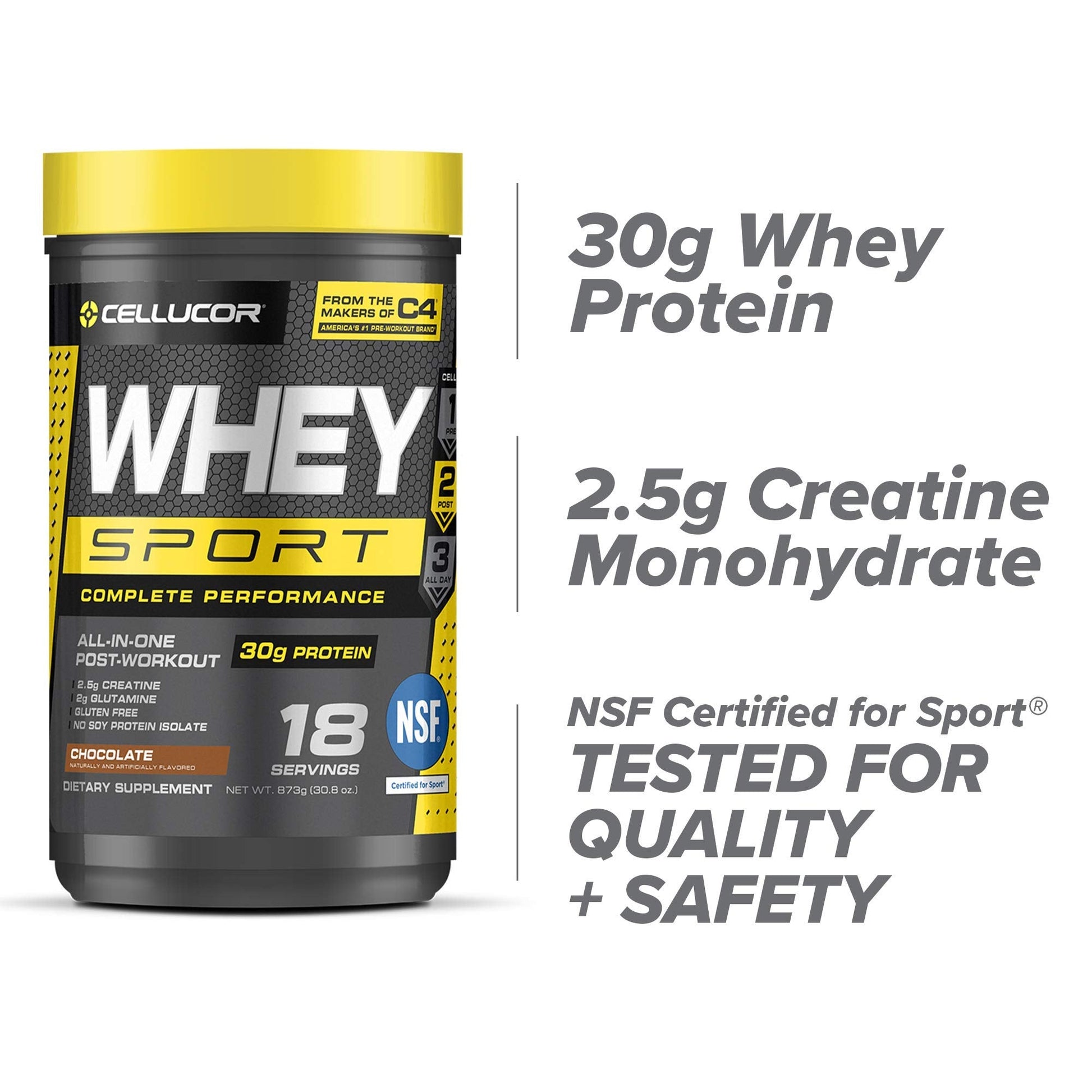 Cellucor Whey Sport Protein Powder Chocolate | Post Workout Recovery Drink with Whey CellucorUS supplements