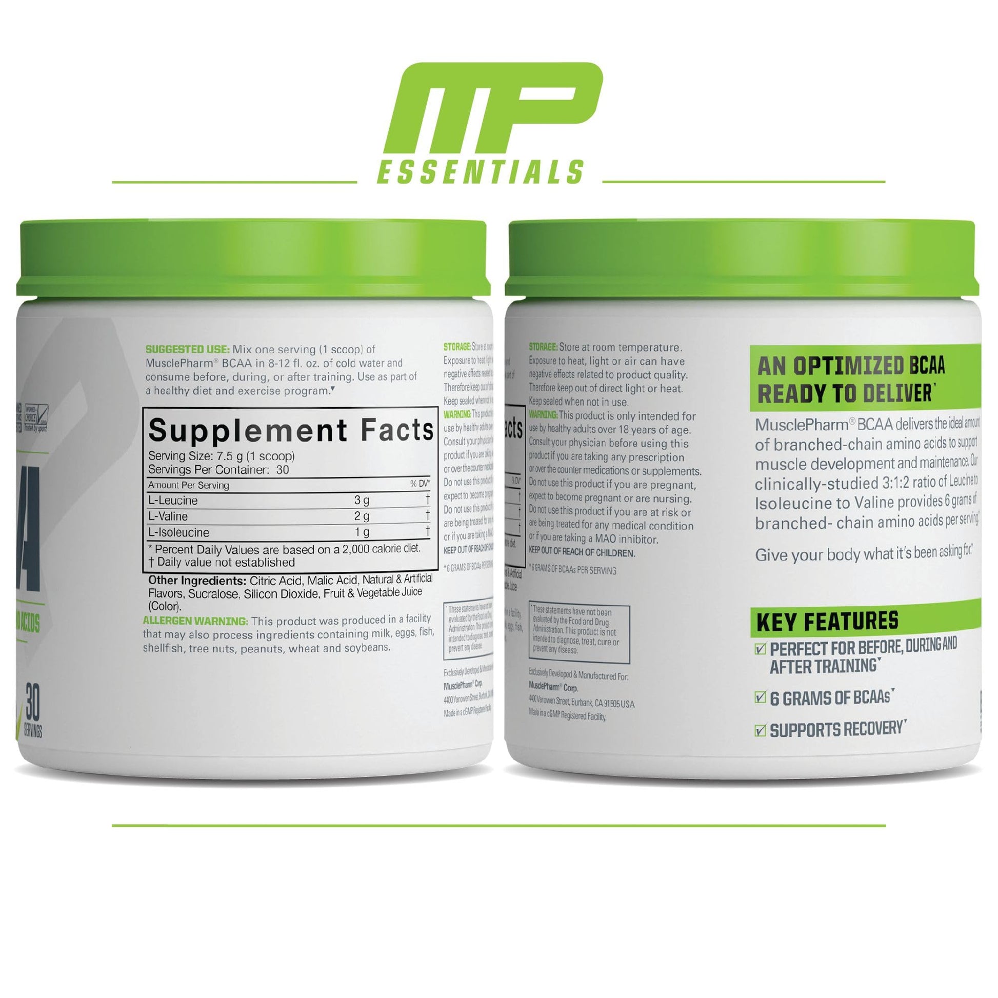 MusclePharm Essentials BCAA Powder, Pre & Post Workout Recovery Drink, Supports Muscle PharmUS supplements