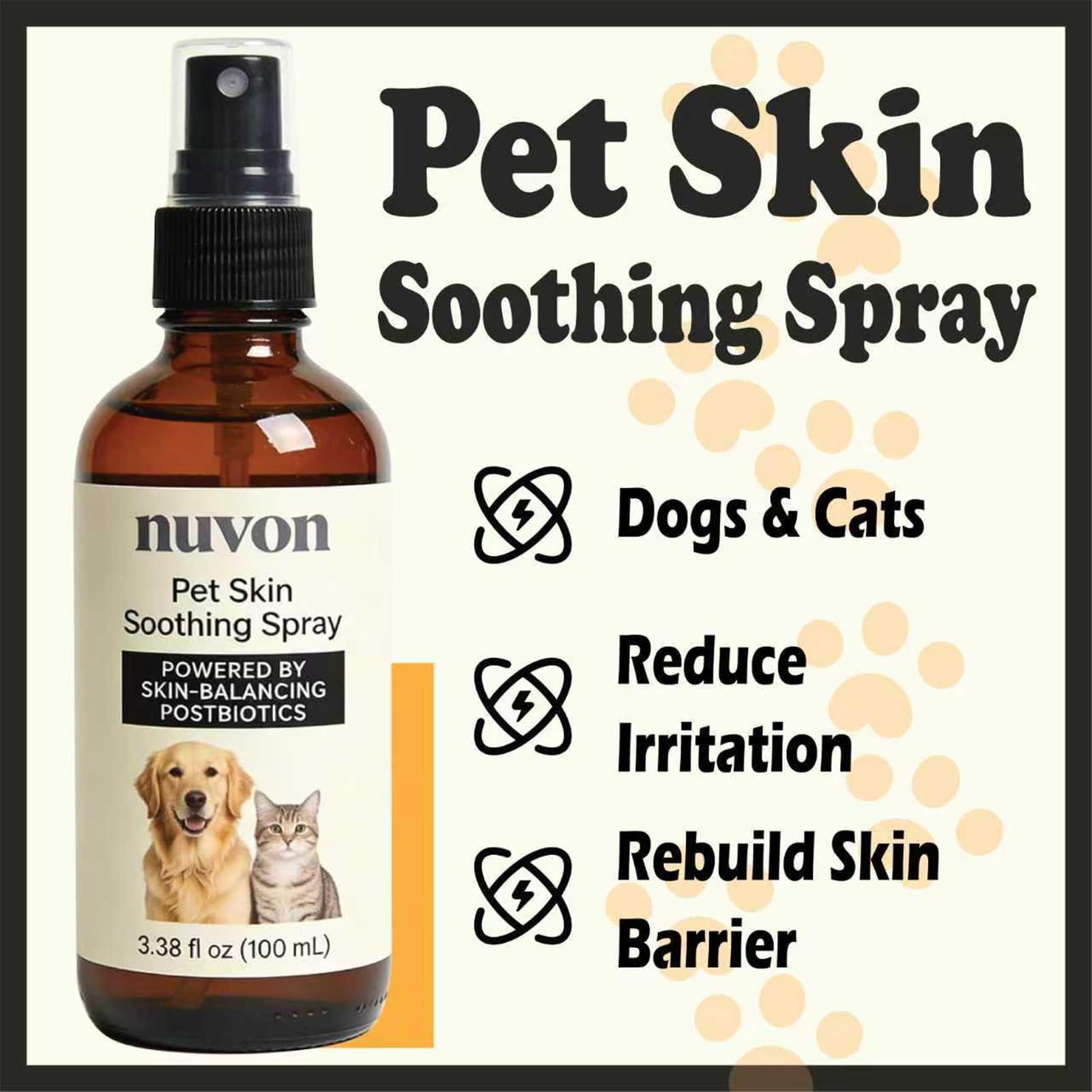 NUVON Pet Skin Soothing Spray, Postbiotics Restoration Spray for Dogs & Cats, Reduce Irritation, Rebuild Skin Barrier - 3.38 fl oz LwefaoAu supplements
